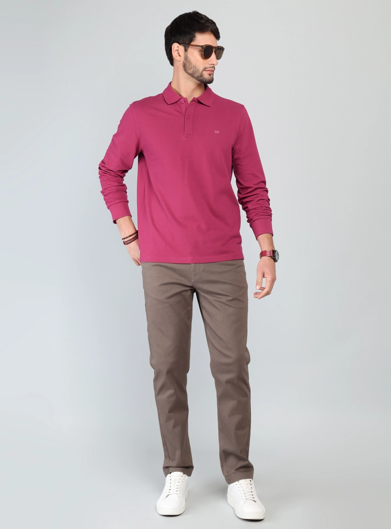 POLERA PIQUE REGULAR FIT GUINDA ARROW - 4