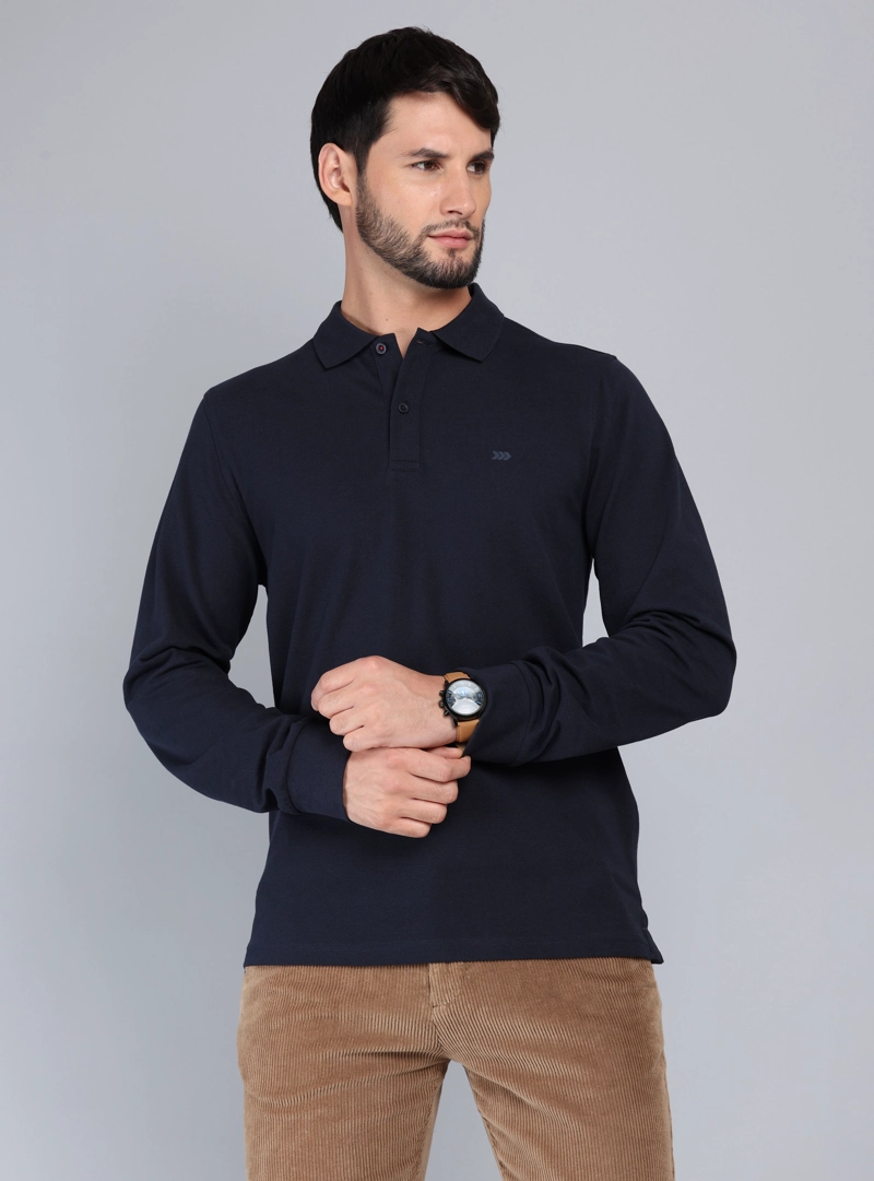 POLERA PIQUE REGULAR FIT AZUL MARINO ARROW - 1