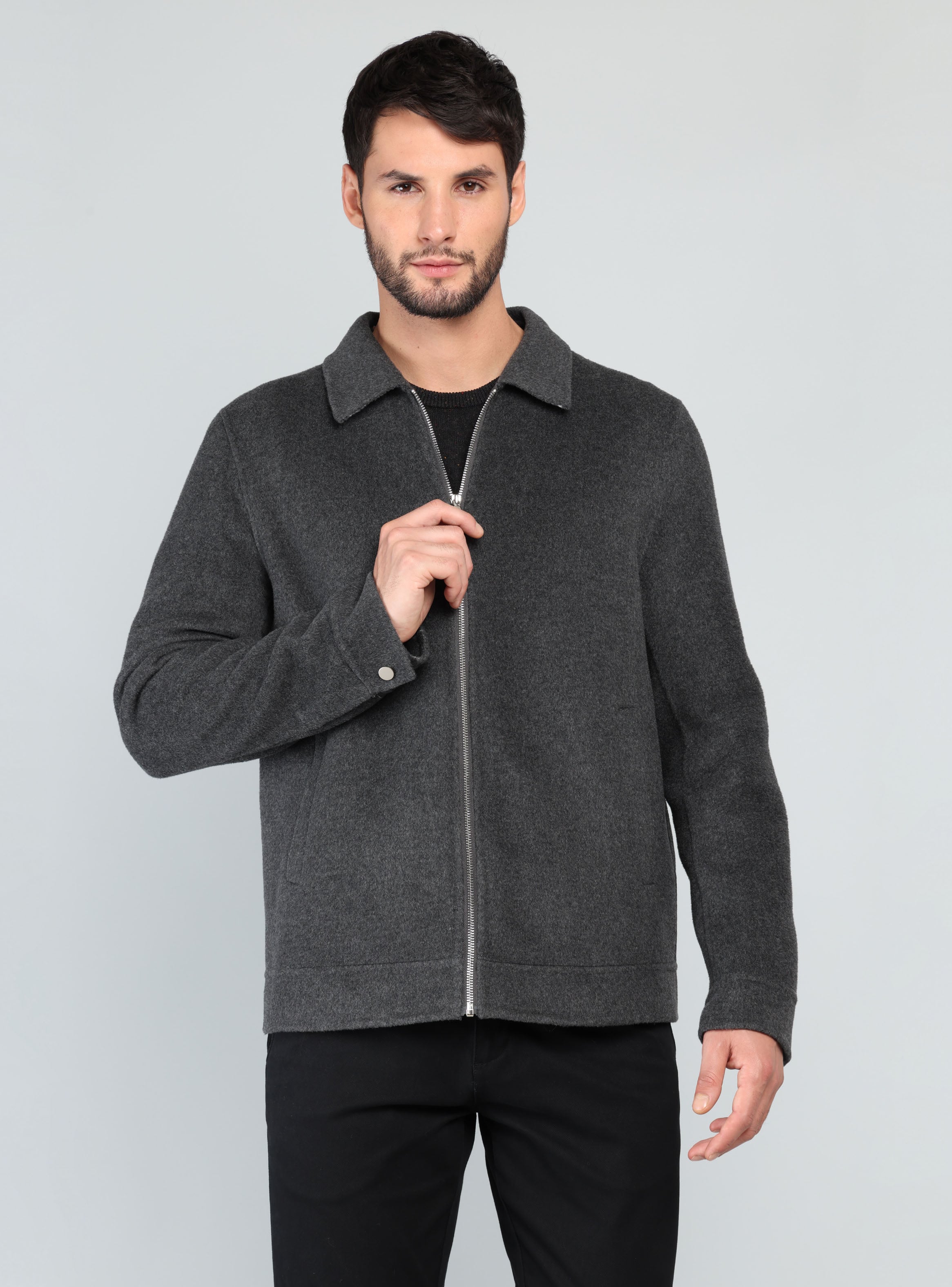 CHAQUETA LISA RECTA REGULAR FIT GRIS OSCURO ARROW - 1