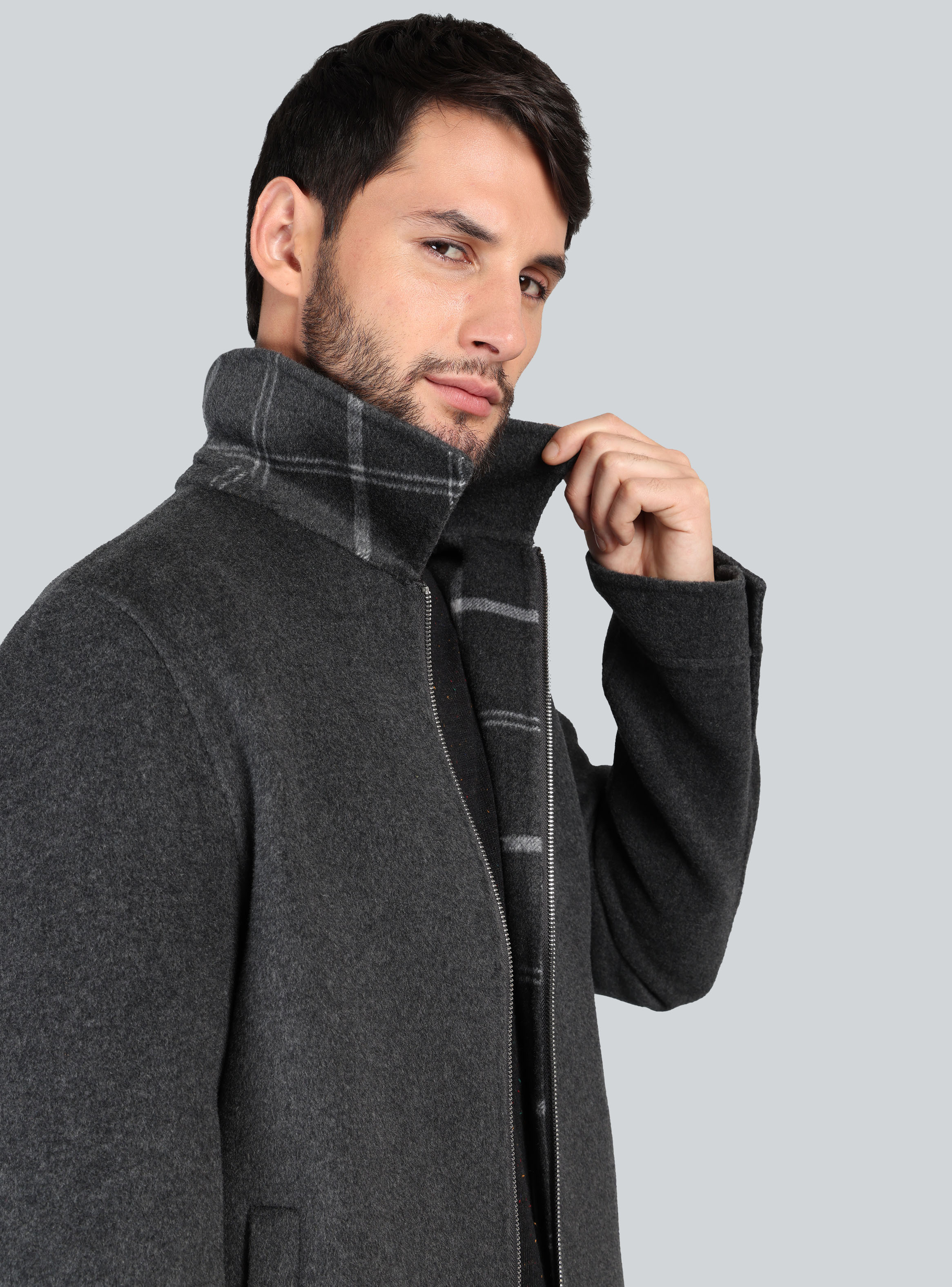 CHAQUETA LISA RECTA REGULAR FIT GRIS OSCURO ARROW - 3
