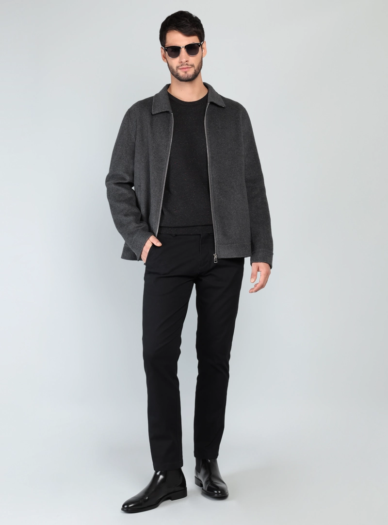 CHAQUETA LISA RECTA REGULAR FIT GRIS OSCURO ARROW - 4
