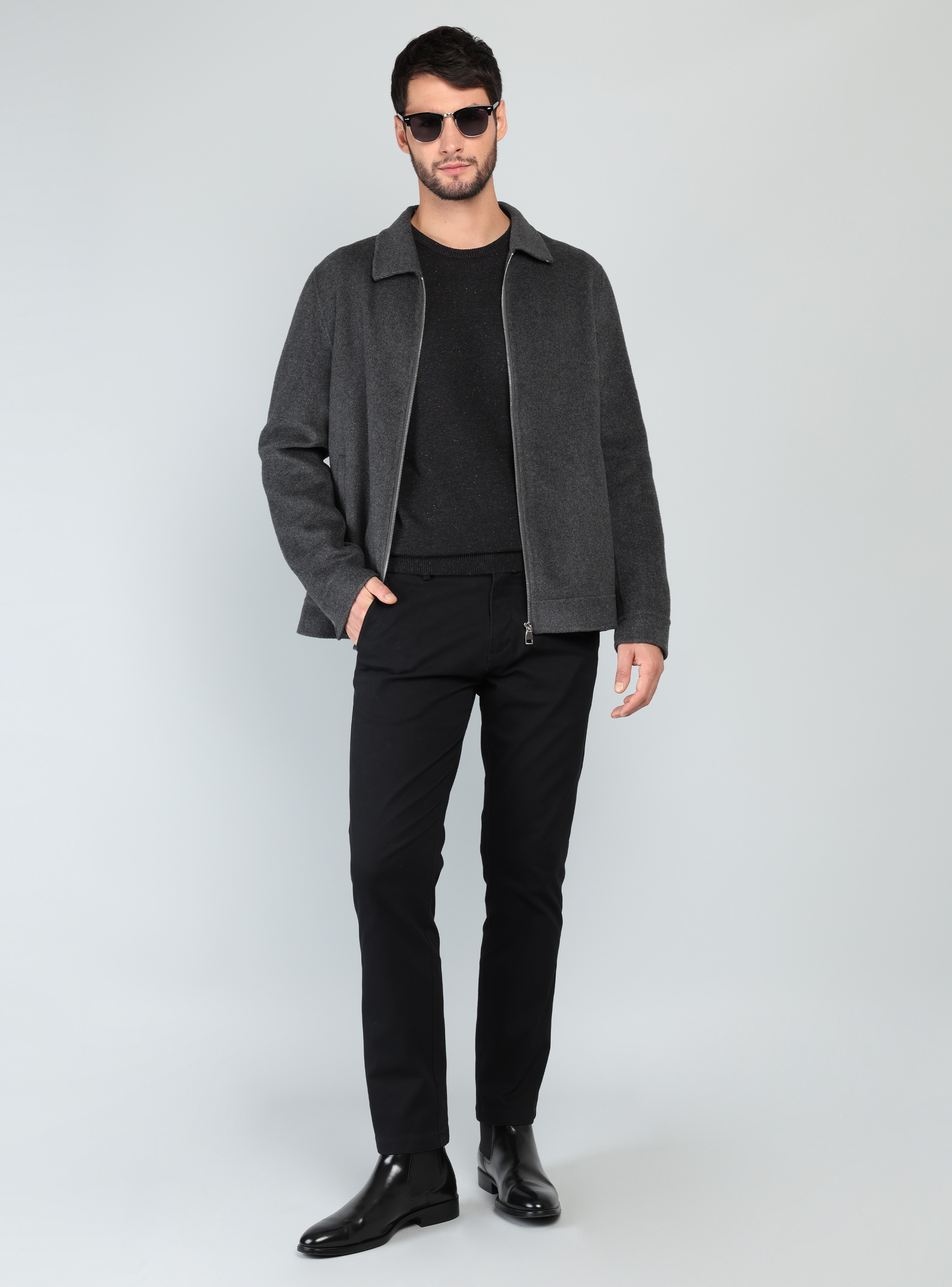 CHAQUETA LISA RECTA REGULAR FIT GRIS OSCURO ARROW - 4