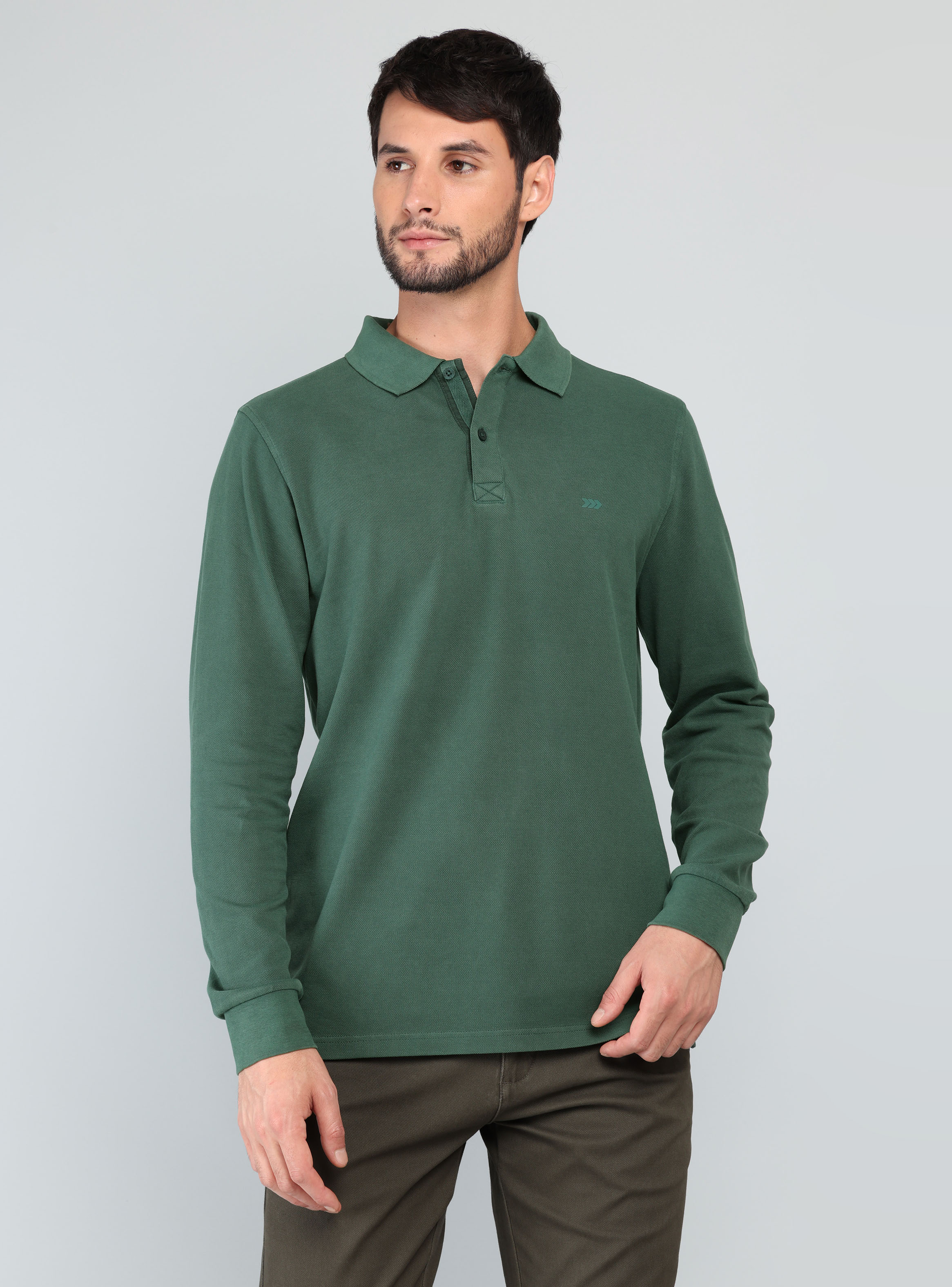 POLERA PIQUE STONE WASH REGULAR FIT VERDE ARROW - 1