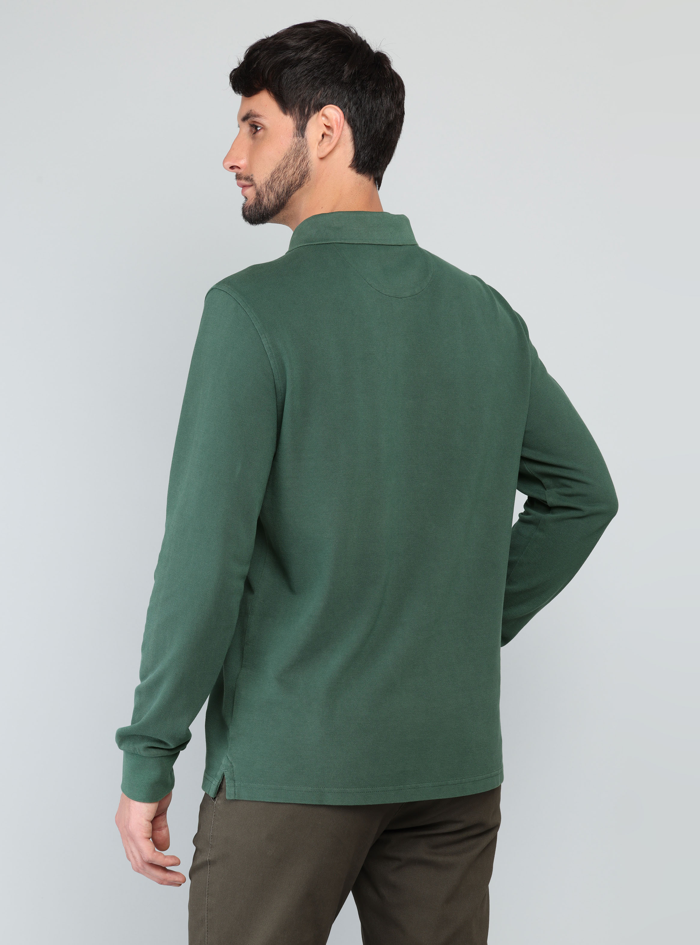 POLERA PIQUE STONE WASH REGULAR FIT VERDE ARROW - 2