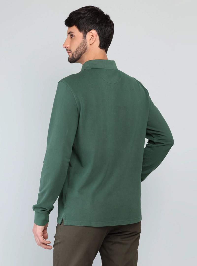 POLERA PIQUE STONE WASH REGULAR FIT VERDE ARROW - 2
