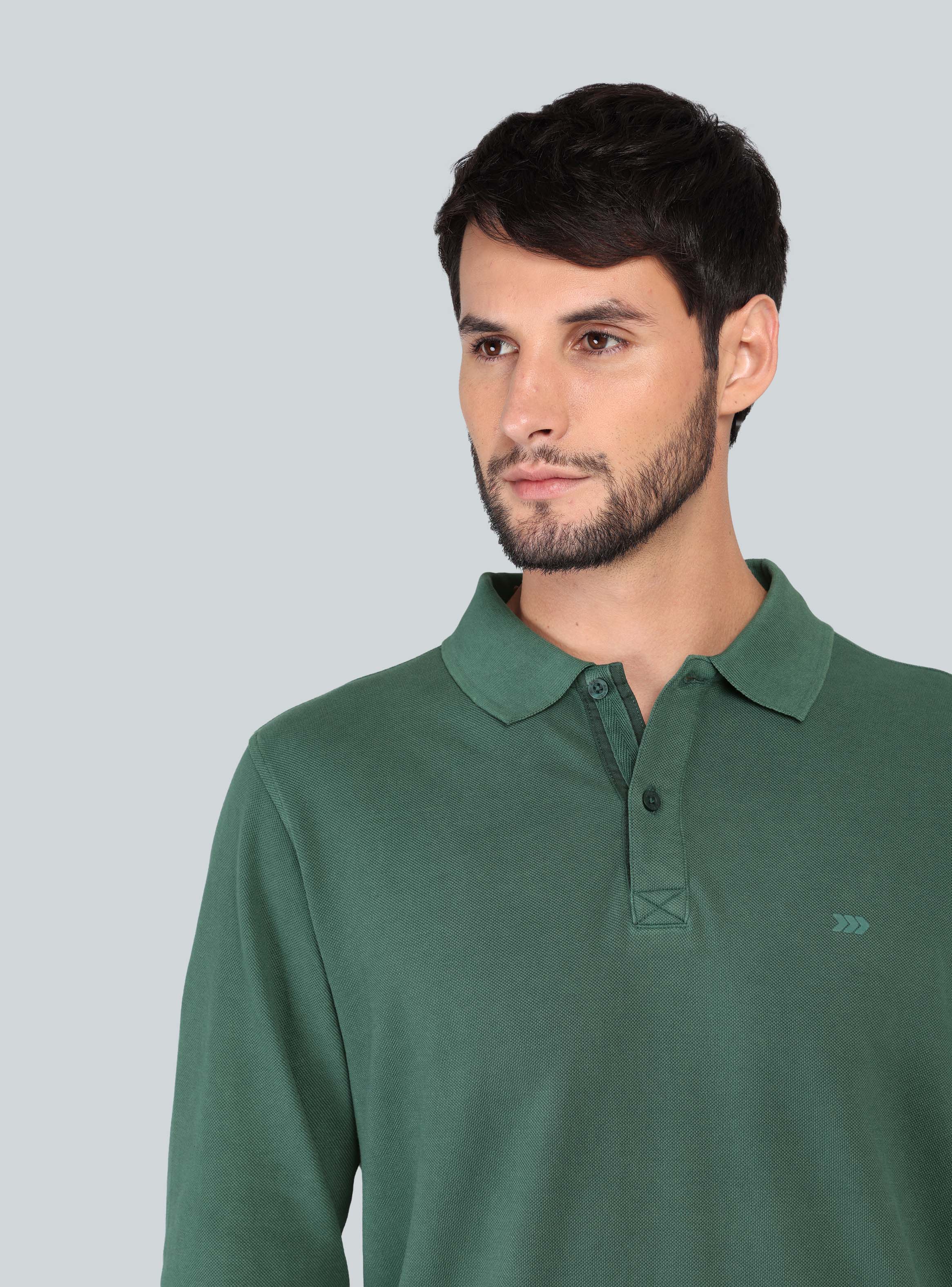 POLERA PIQUE STONE WASH REGULAR FIT VERDE ARROW - 3
