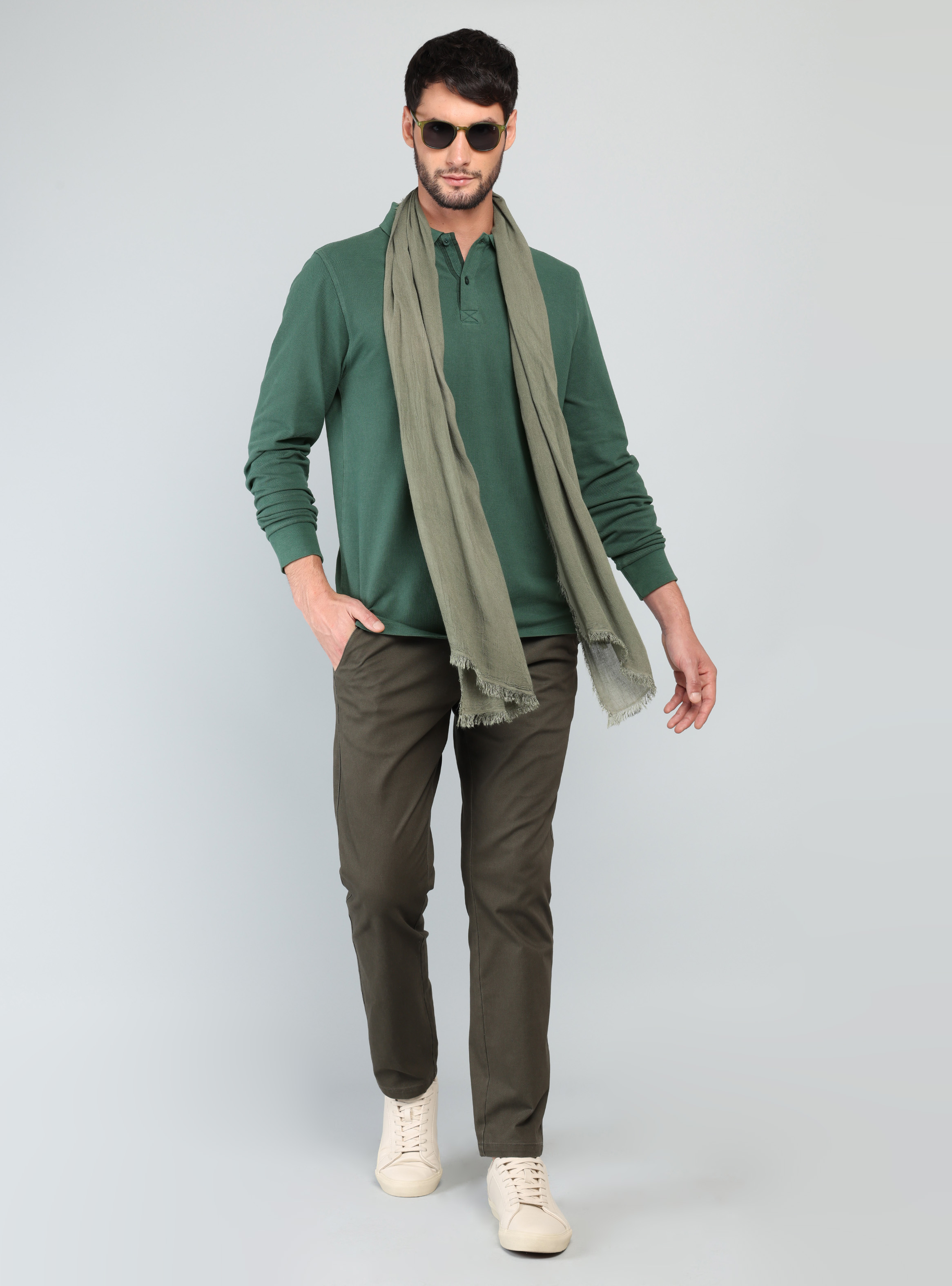 POLERA PIQUE STONE WASH REGULAR FIT VERDE ARROW - 4