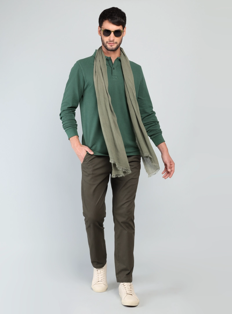 POLERA PIQUE STONE WASH REGULAR FIT VERDE ARROW - 4