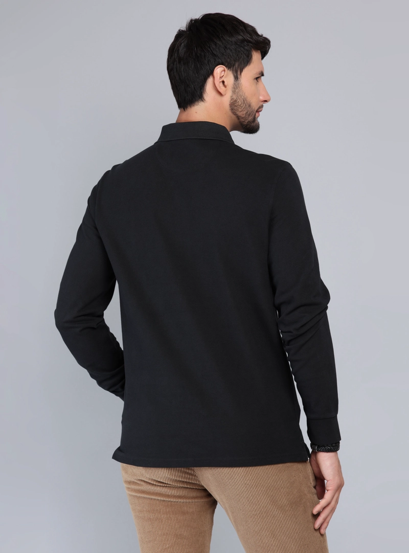 POLERA PIQUE STONE WASH REGULAR FIT NEGRO ARROW - 2