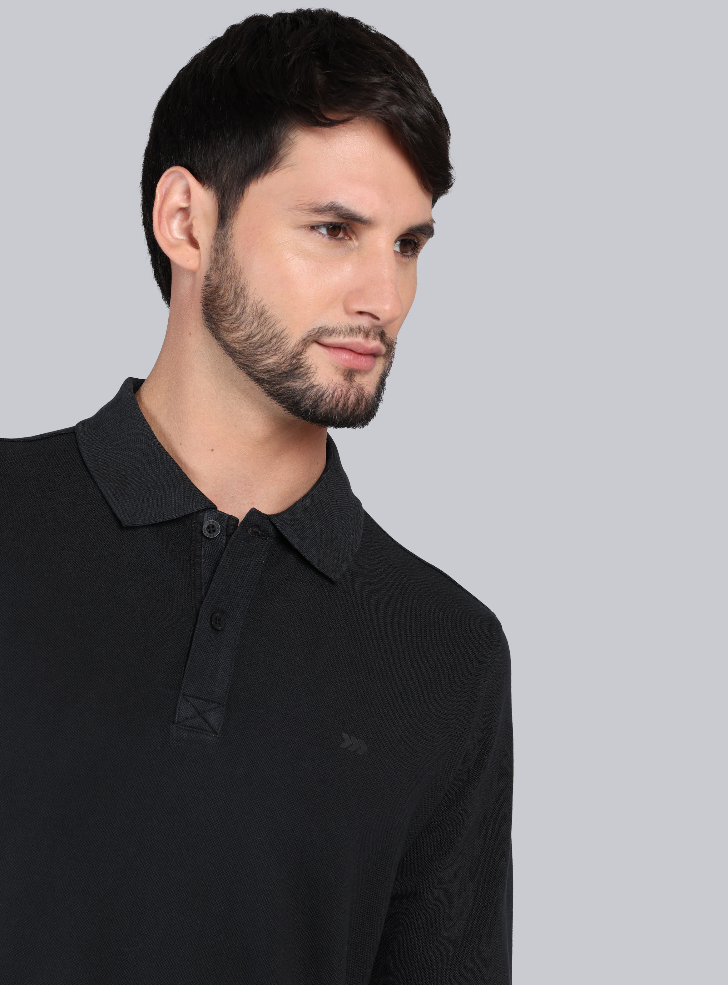 POLERA PIQUE STONE WASH REGULAR FIT NEGRO ARROW - 3