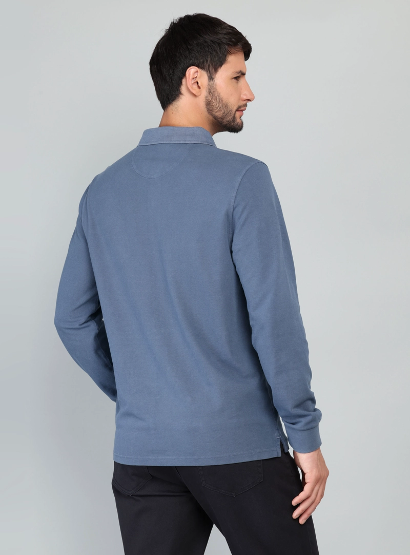 POLERA PIQUE STONE WASH REGULAR FIT AZUL ARROW - 2