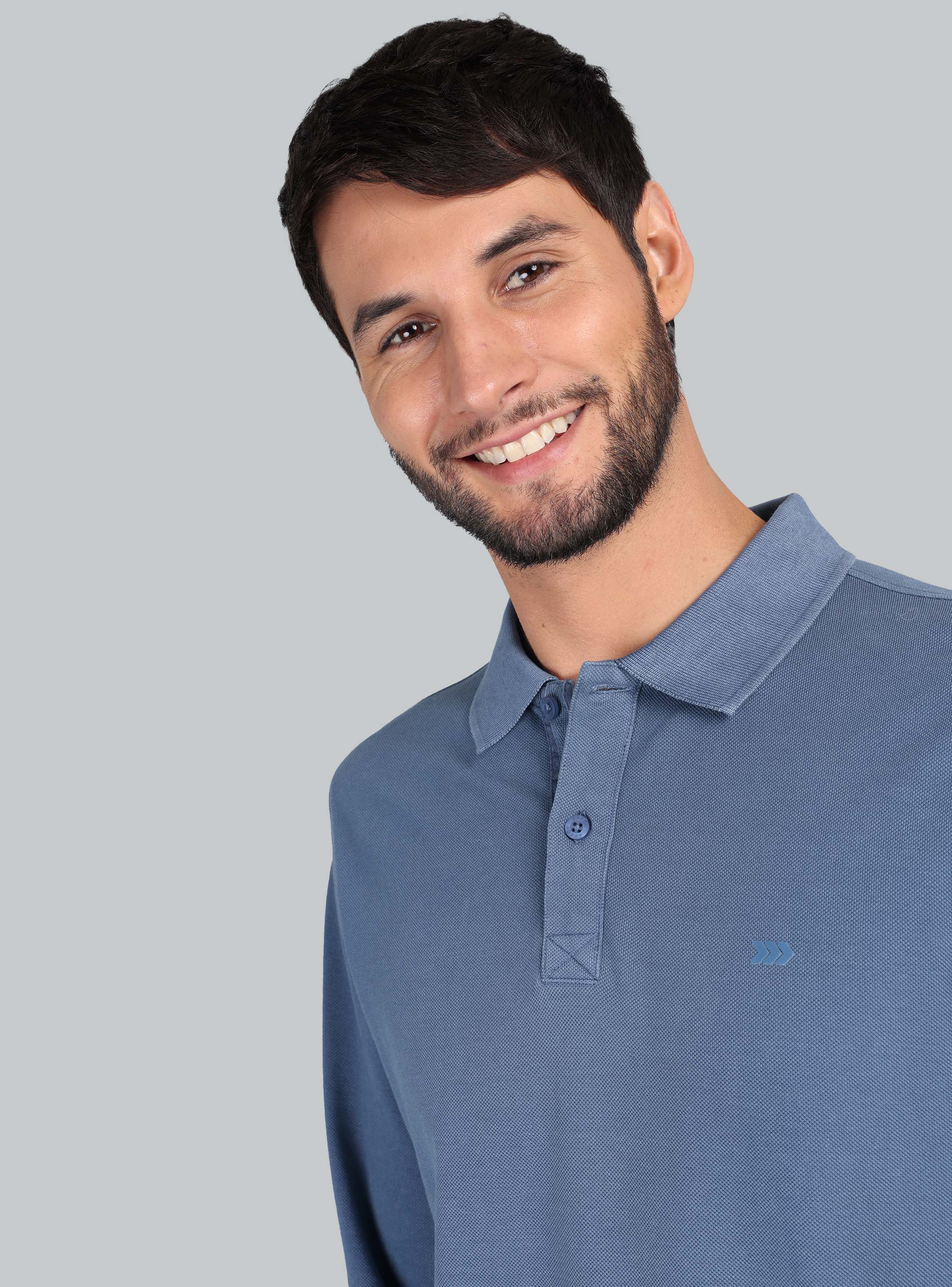POLERA PIQUE STONE WASH REGULAR FIT AZUL ARROW - 3