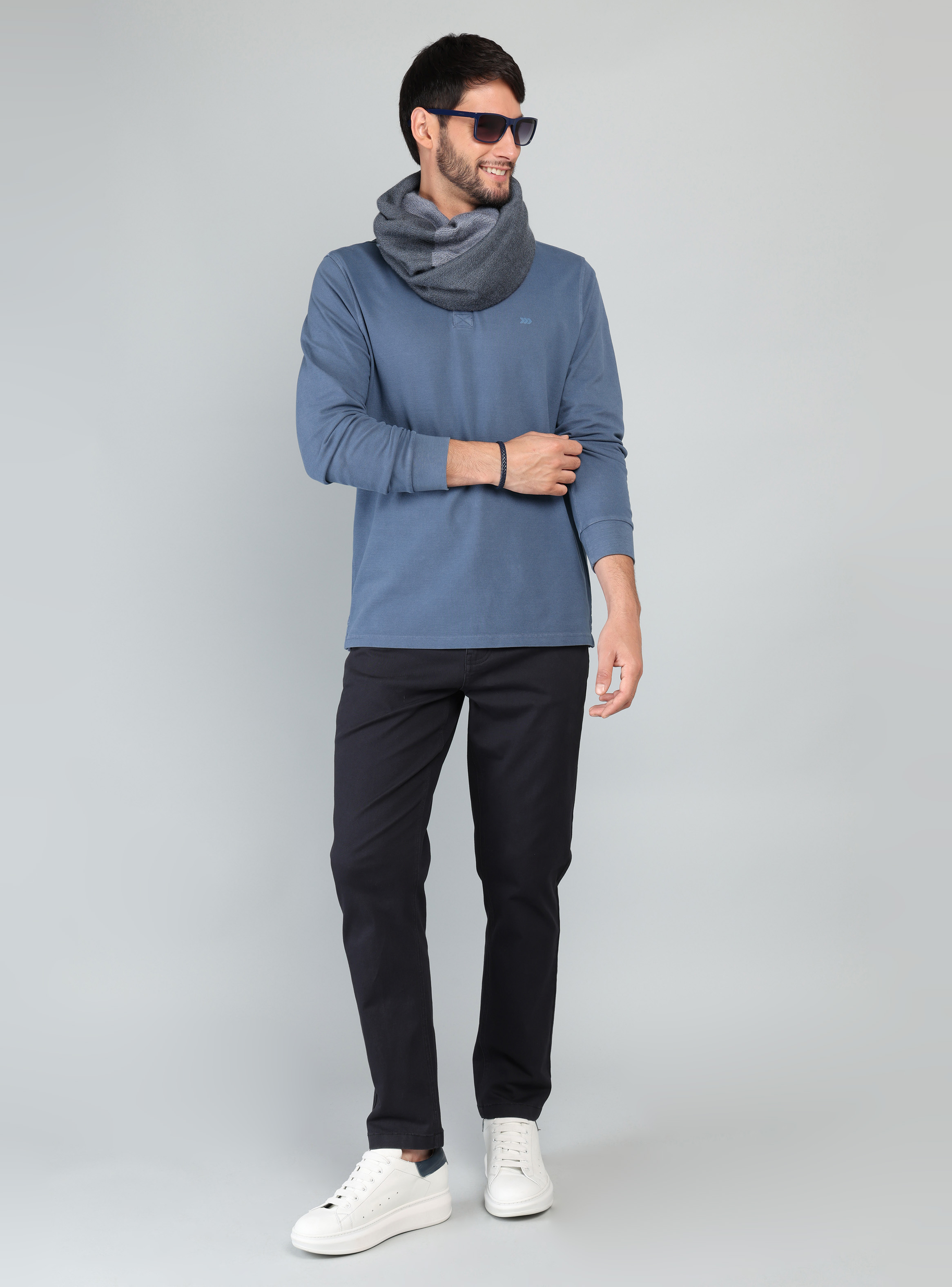 POLERA PIQUE STONE WASH REGULAR FIT AZUL ARROW - 4