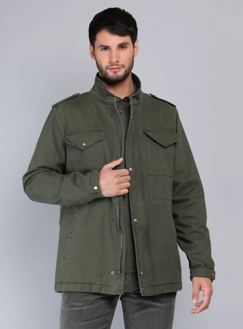 CHAQUETA LISA RECTA REGULAR FIT VERDE ARROW - 1