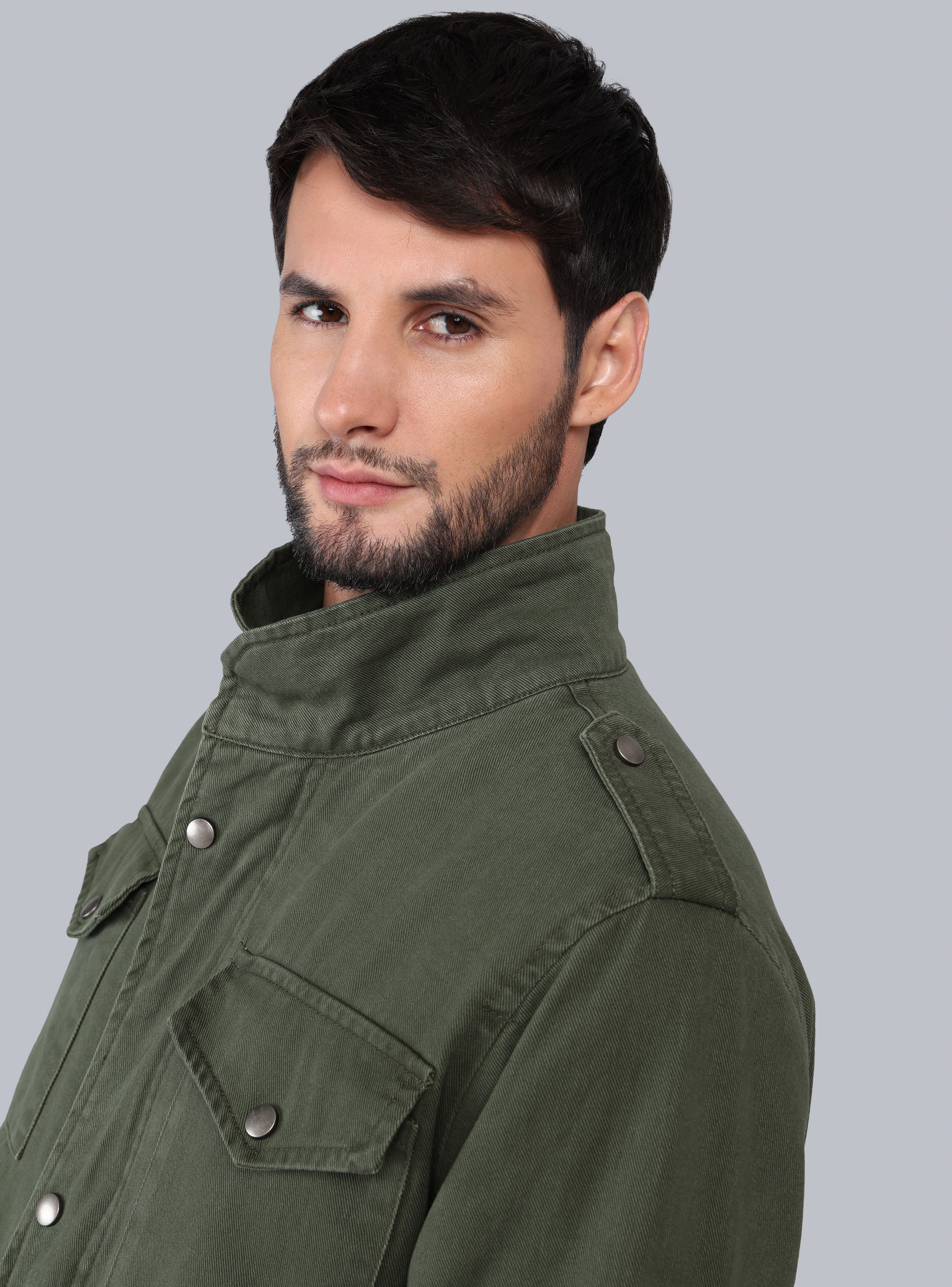CHAQUETA LISA RECTA REGULAR FIT VERDE ARROW - 3