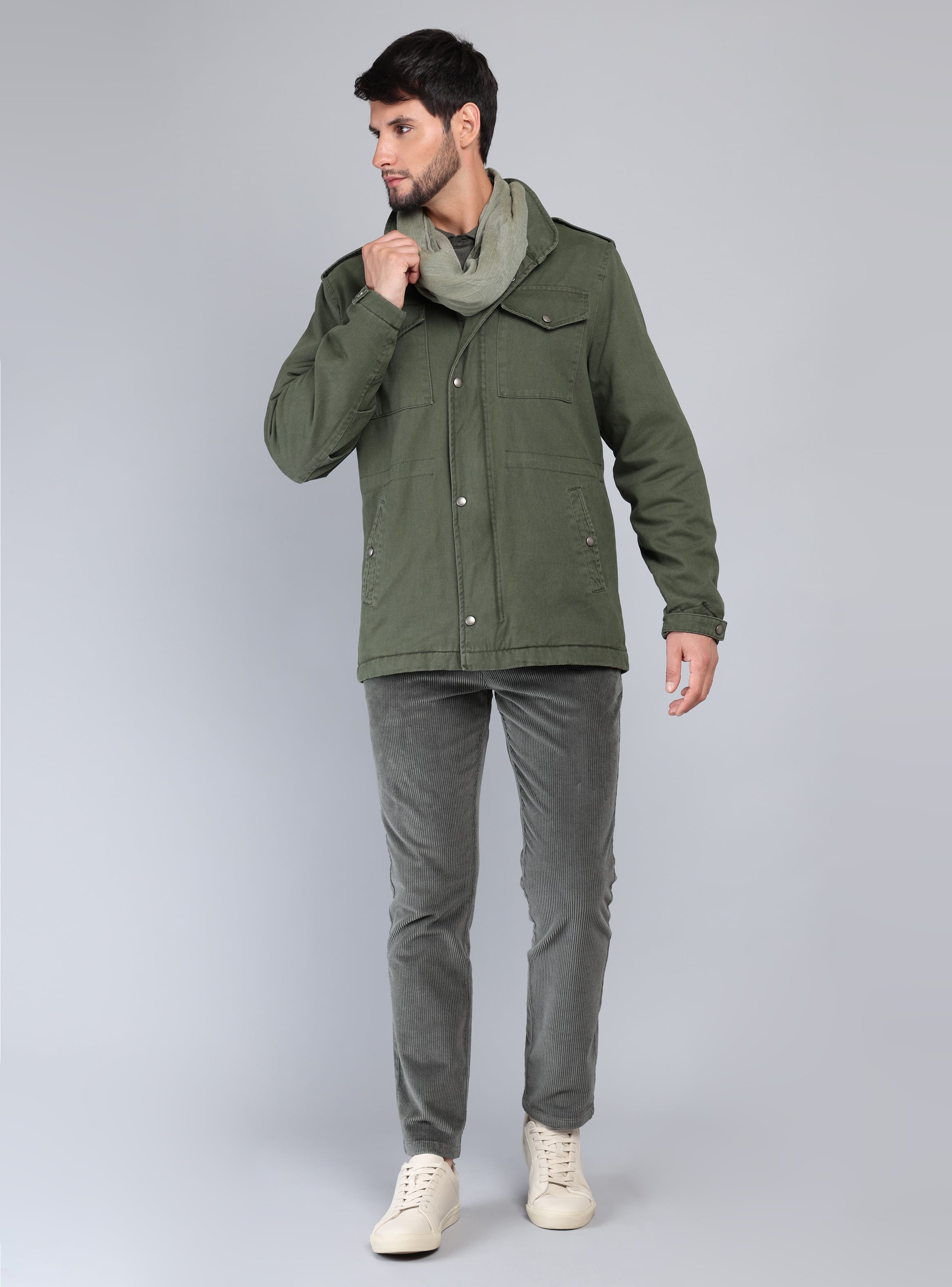 CHAQUETA LISA RECTA REGULAR FIT VERDE ARROW - 4