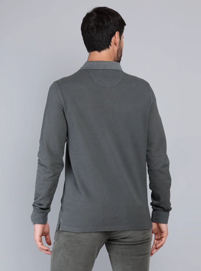 POLERA PIQUE STONE WASH REGULAR FIT GRIS OSCURO ARROW - 2