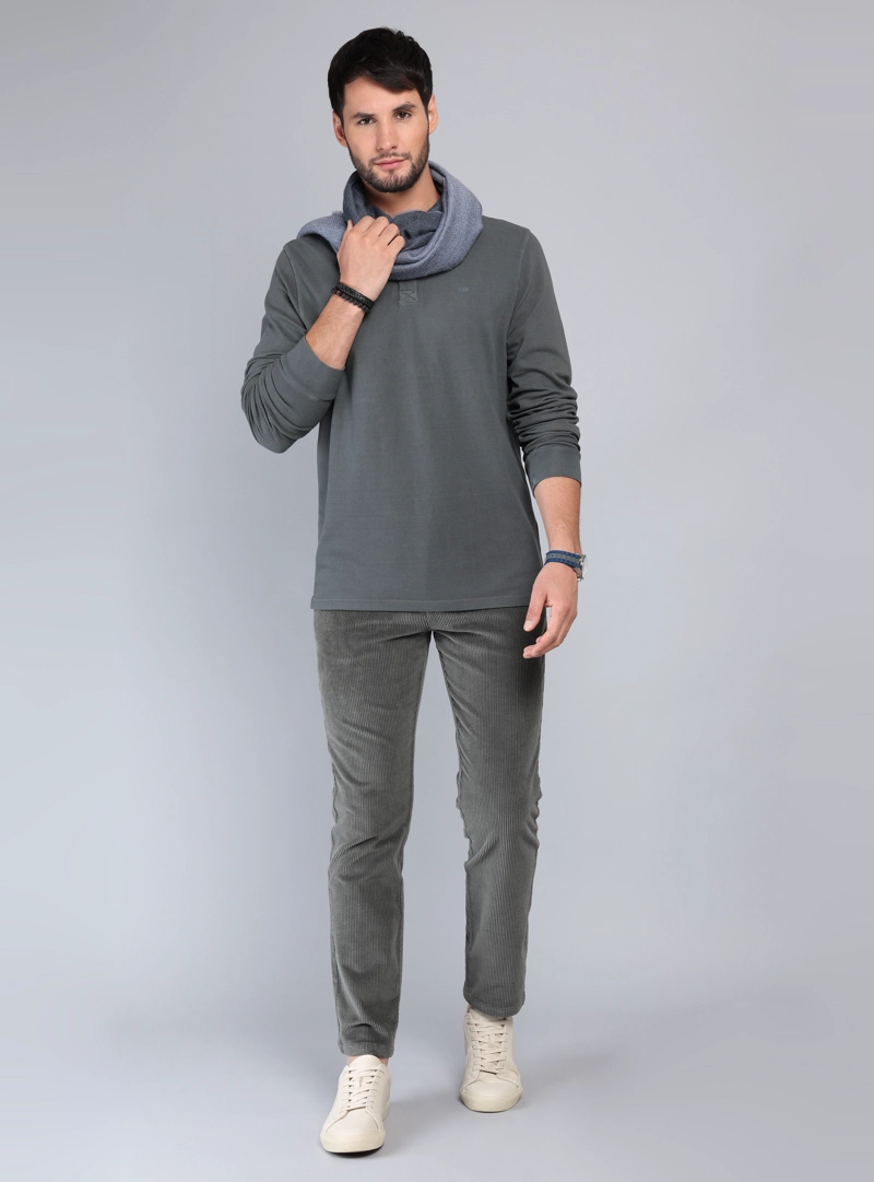 POLERA PIQUE STONE WASH REGULAR FIT GRIS OSCURO ARROW - 4