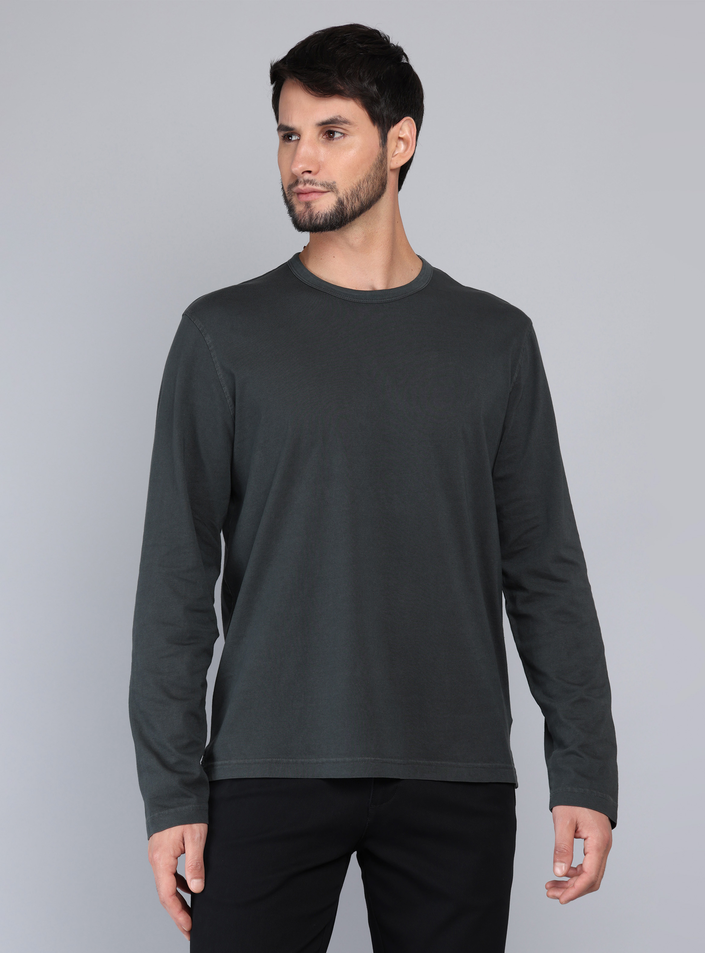 POLERA MANGA LARGA REGULAR FIT NEGRO ARROW - 1