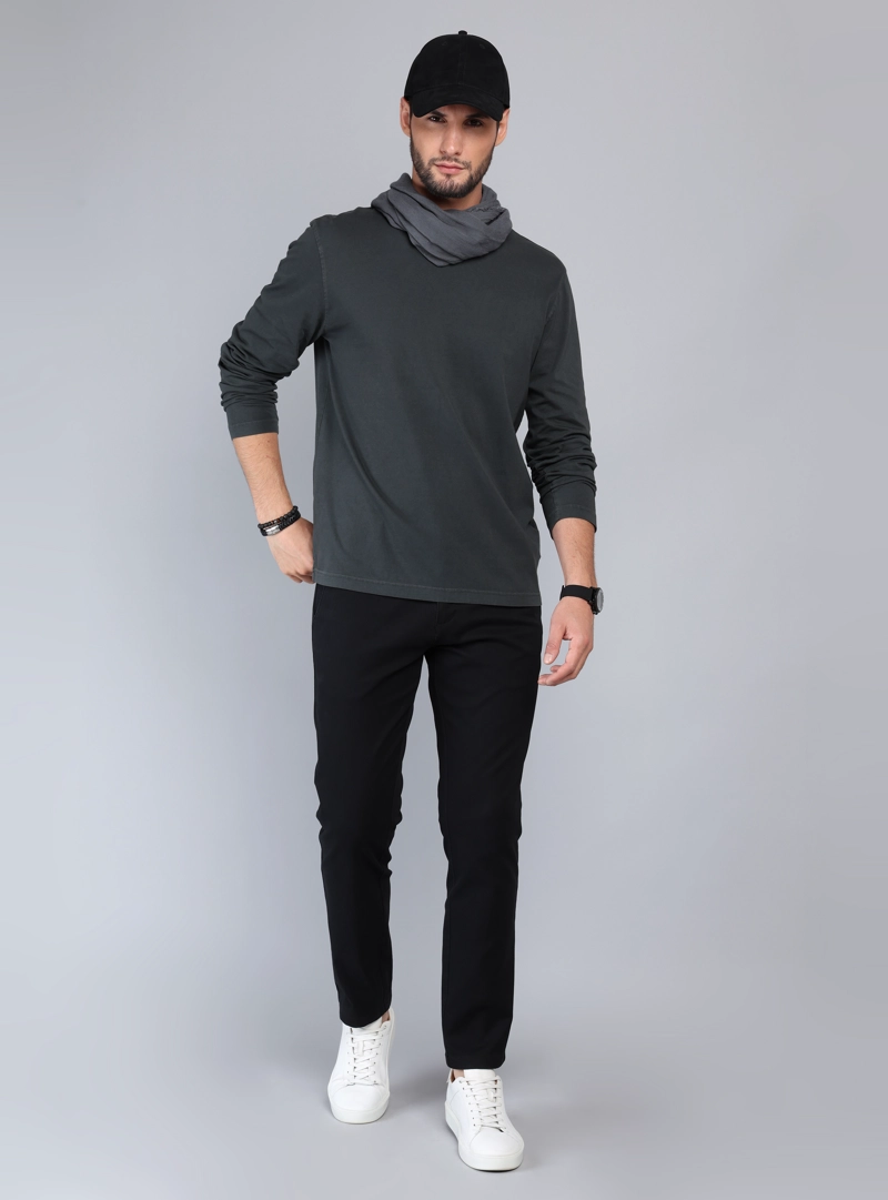POLERA MANGA LARGA REGULAR FIT NEGRO ARROW - 4