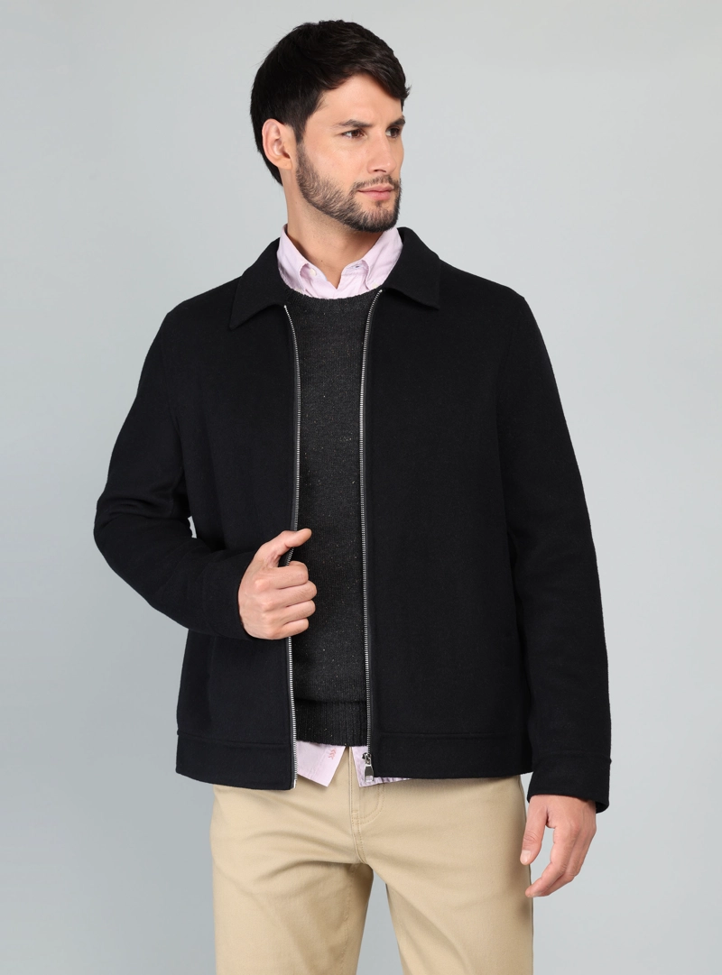 CHAQUETA LISA RECTA REGULAR FIT NEGRO ARROW - 1