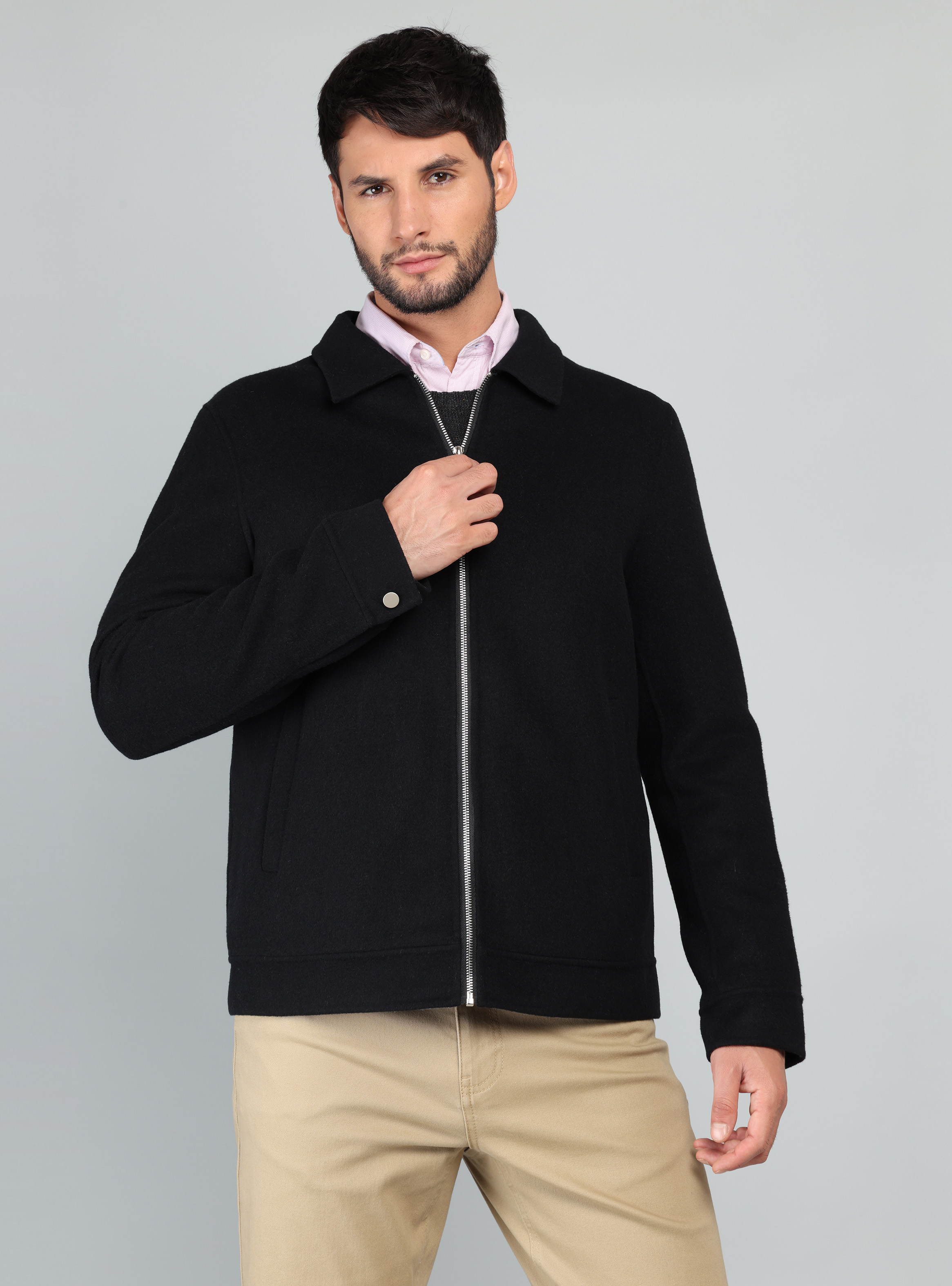 CHAQUETA LISA RECTA REGULAR FIT NEGRO ARROW - 6