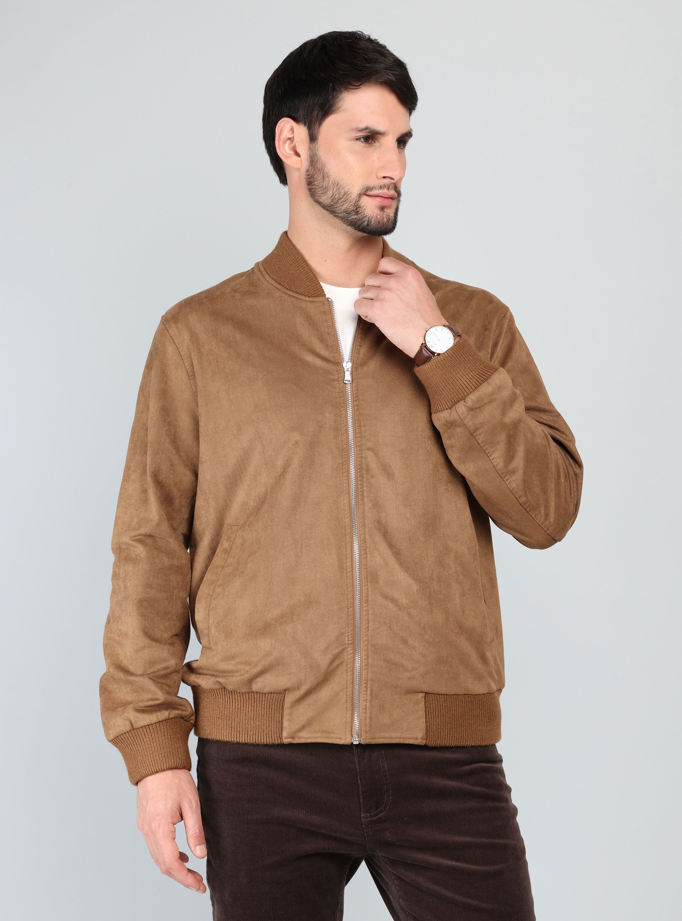 CHAQUETA BOMBER REGULAR FIT CAMEL ARROW - 1