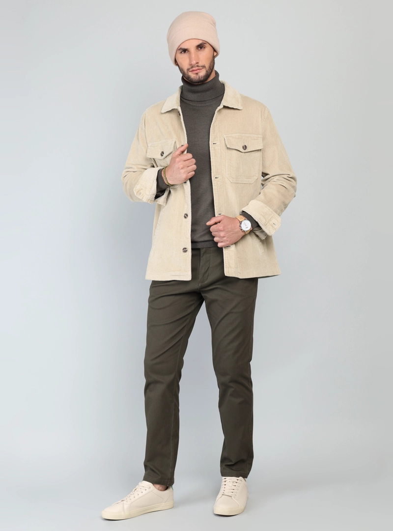 CHAQUETA COTELE  SPANDEX REGULAR FIT CAFE  ARROW - 4