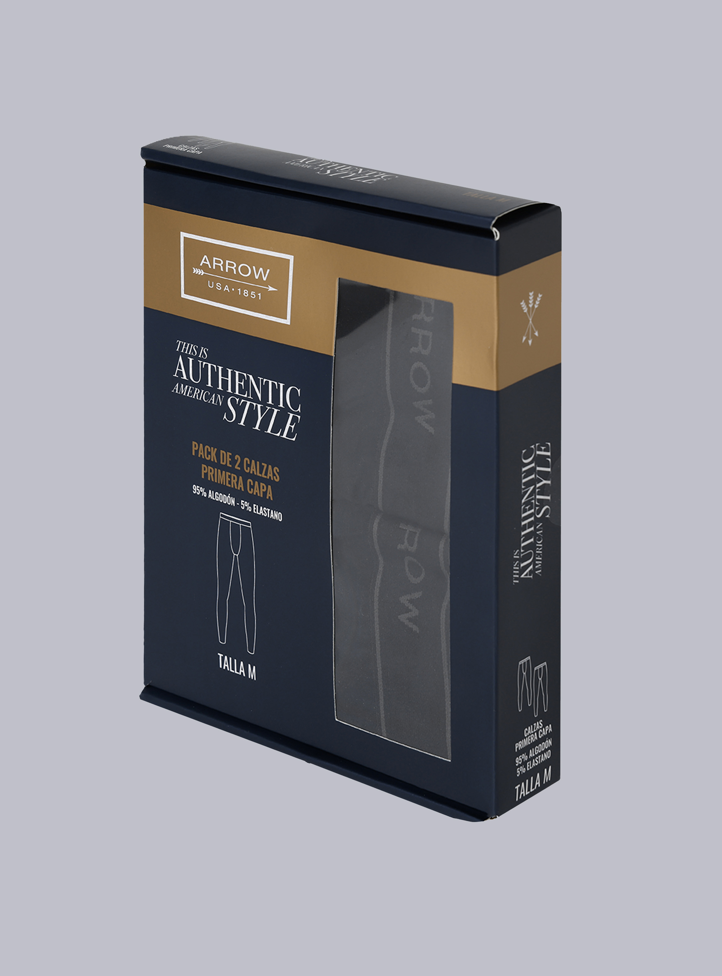 CALZA PACK 2 UNIDADES NEGRO ARROW - 4