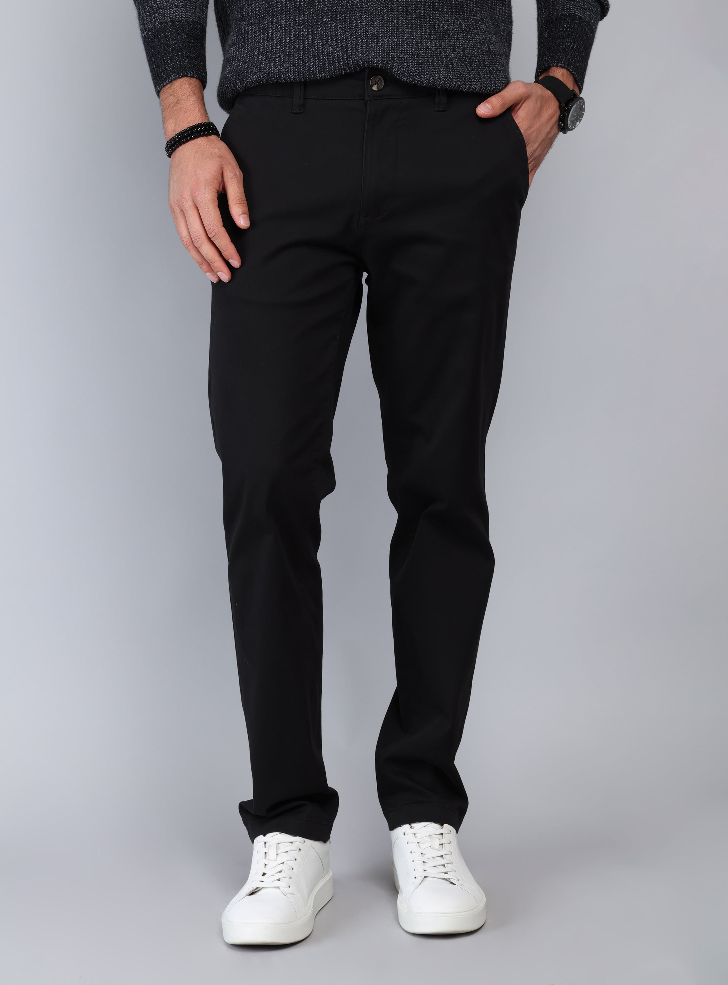 PANTALON CHINO SPANDEX REGULAR FIT NEGRO PIERO BUTTI - 1