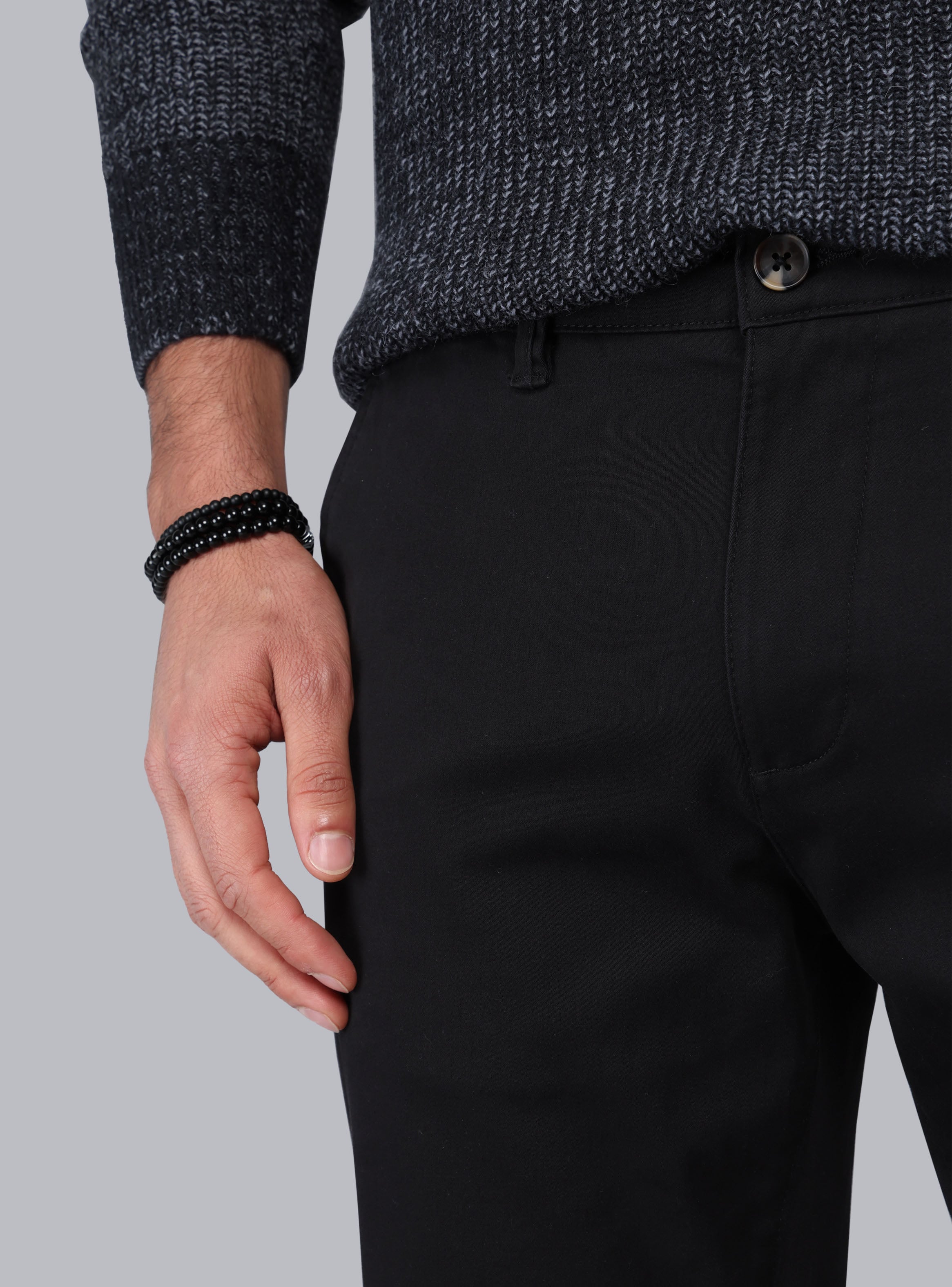 PANTALON CHINO SPANDEX REGULAR FIT NEGRO PIERO BUTTI - 3