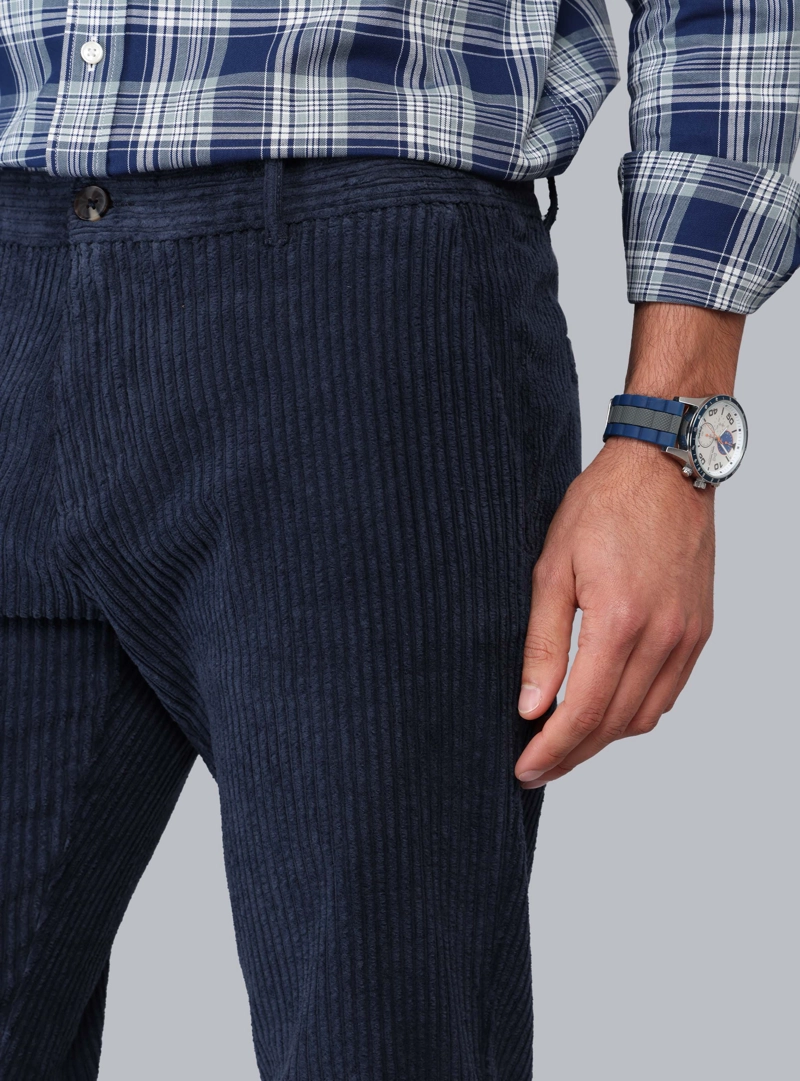 PANTALON COTELE SPANDEX REGULAR FIT AZUL MARINO PIERO BUTTI - 3