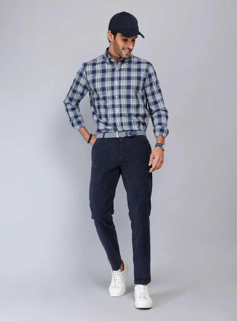 PANTALON COTELE SPANDEX REGULAR FIT AZUL MARINO PIERO BUTTI - 4