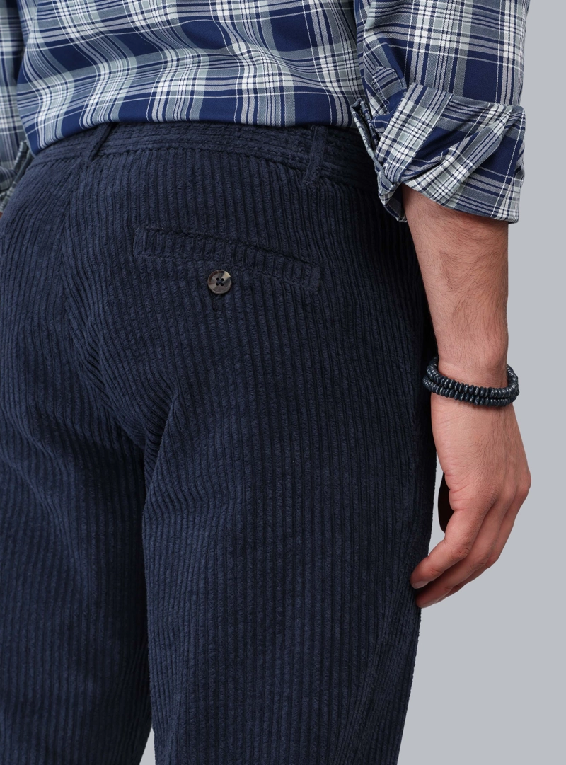 PANTALON COTELE  SPANDEX REGULAR FIT AZUL MARINO PIERO BUTTI - 5