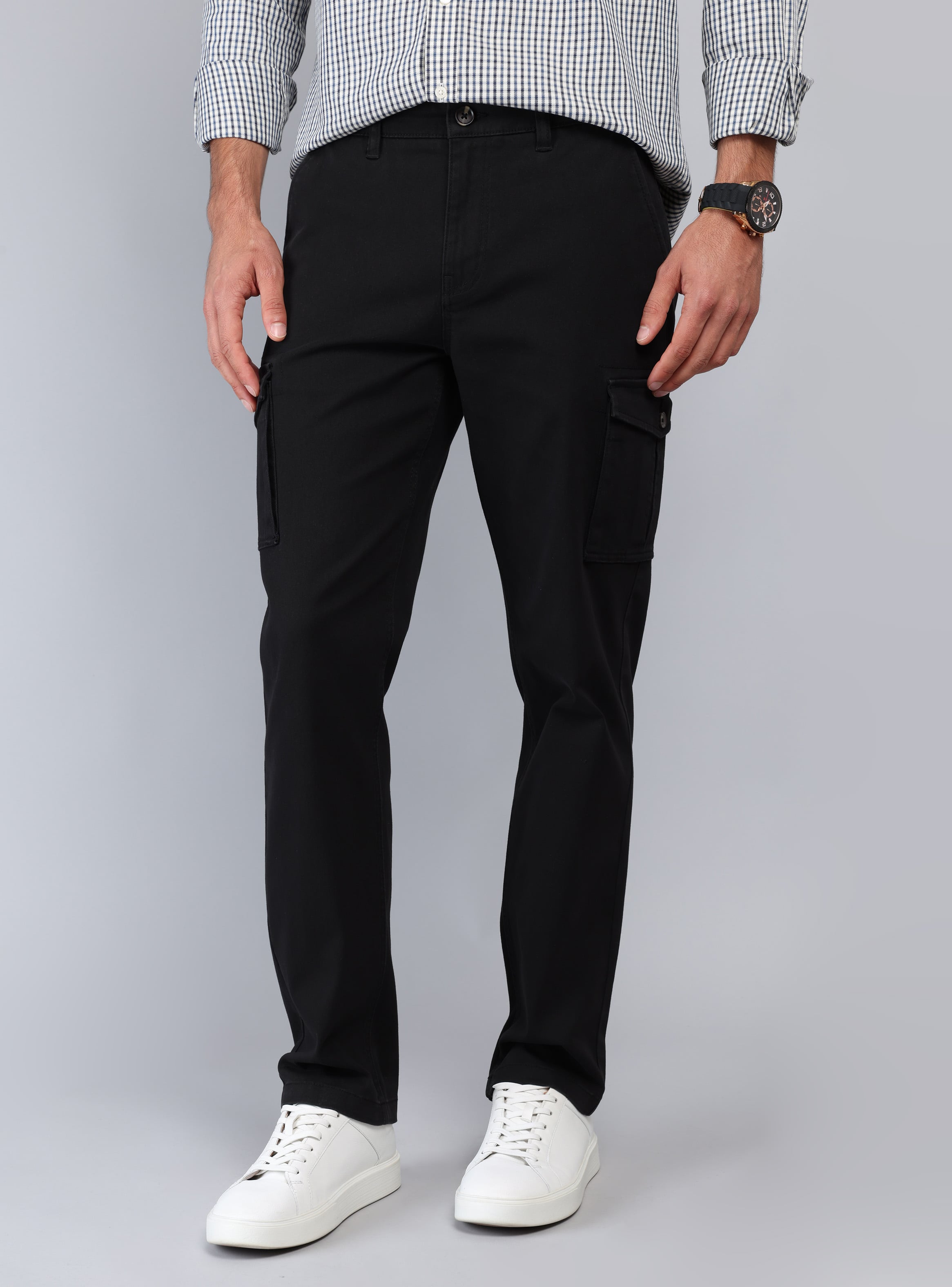 PANTALON CARGO REGULAR FIT NEGRO PIERO BUTTI - 1
