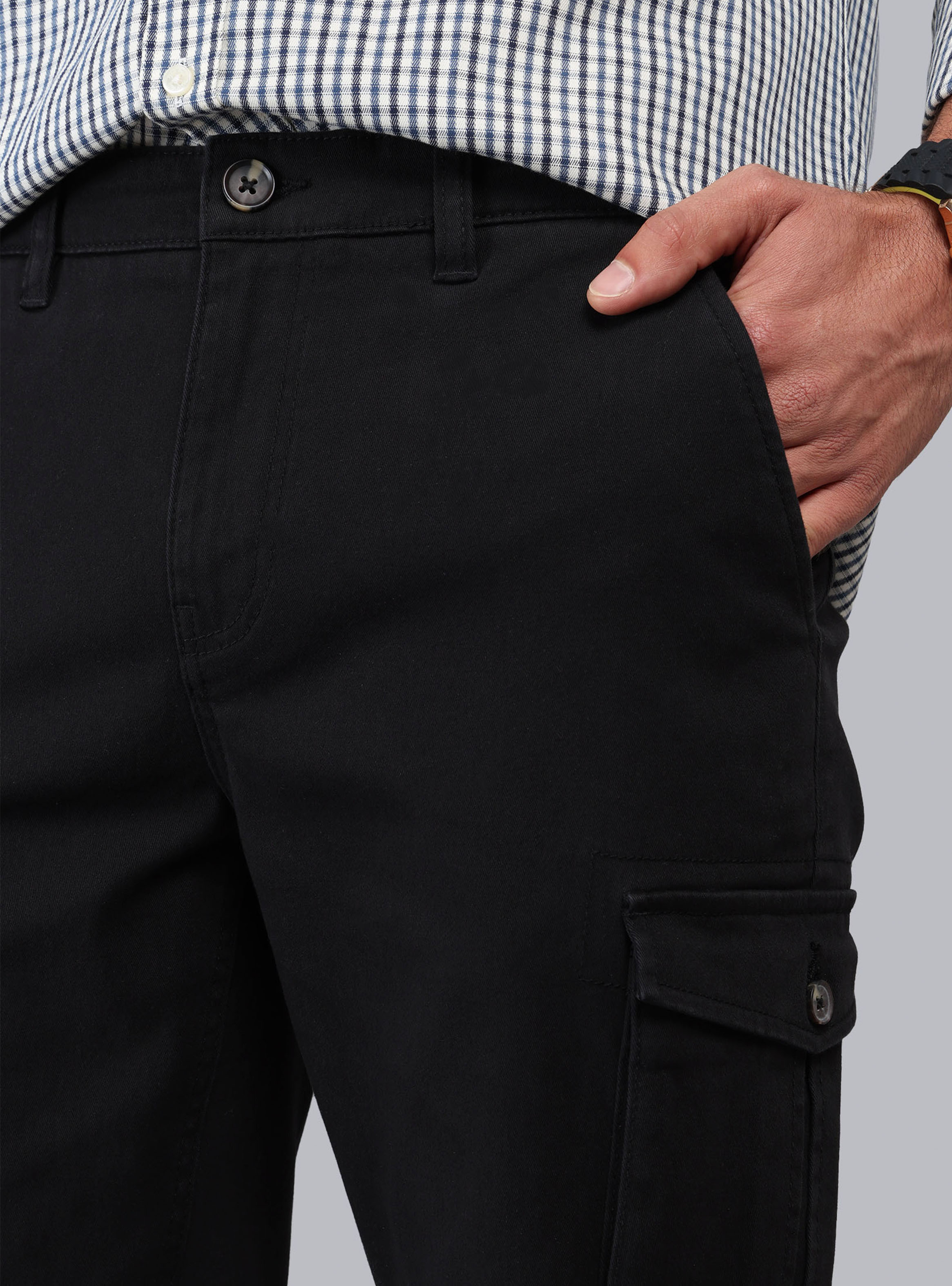 PANTALON CARGO REGULAR FIT NEGRO PIERO BUTTI - 3