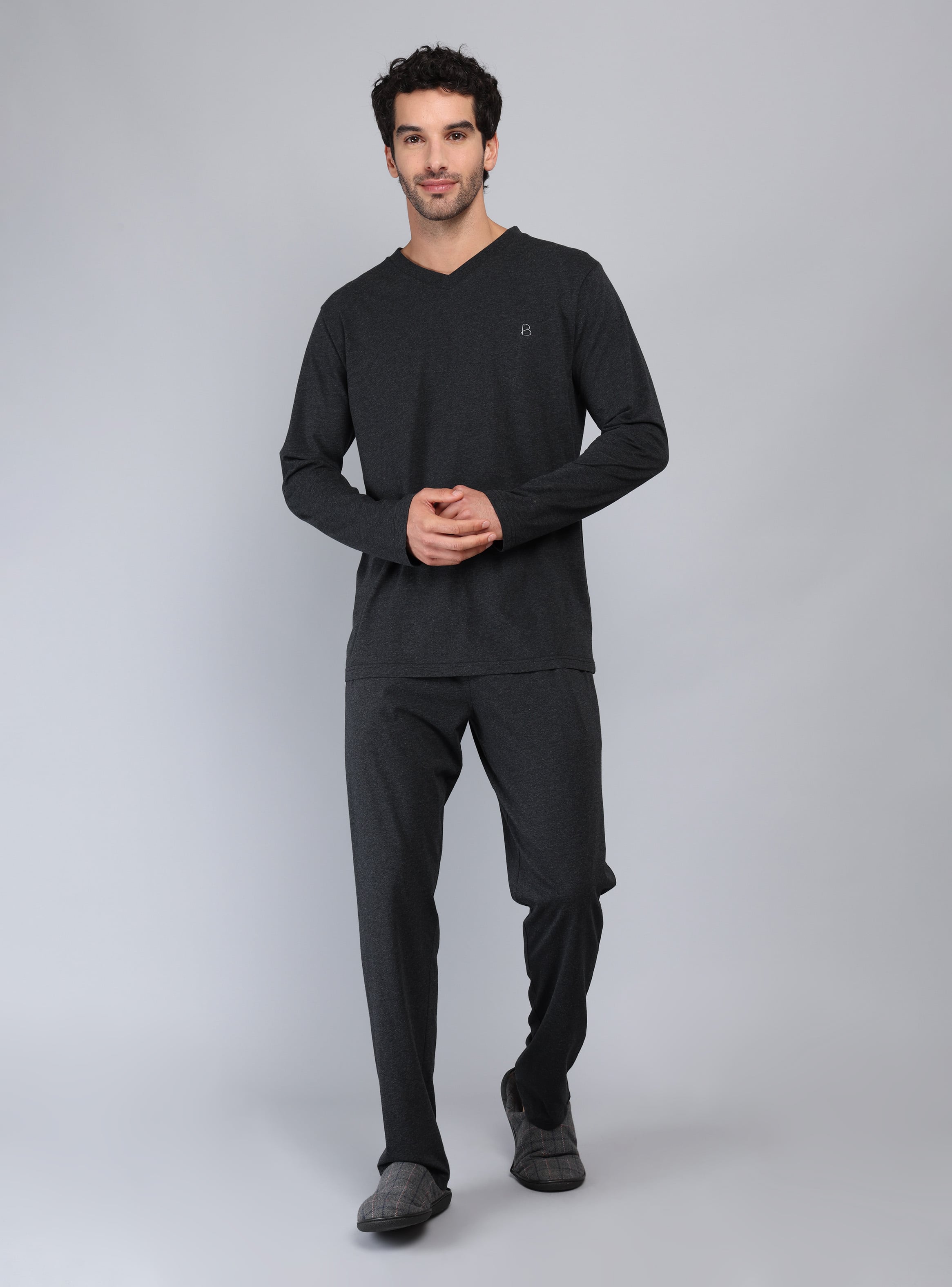PIJAMA LARGO REGULAR FIT GRIS OSCURO PIERO BUTTI - 1
