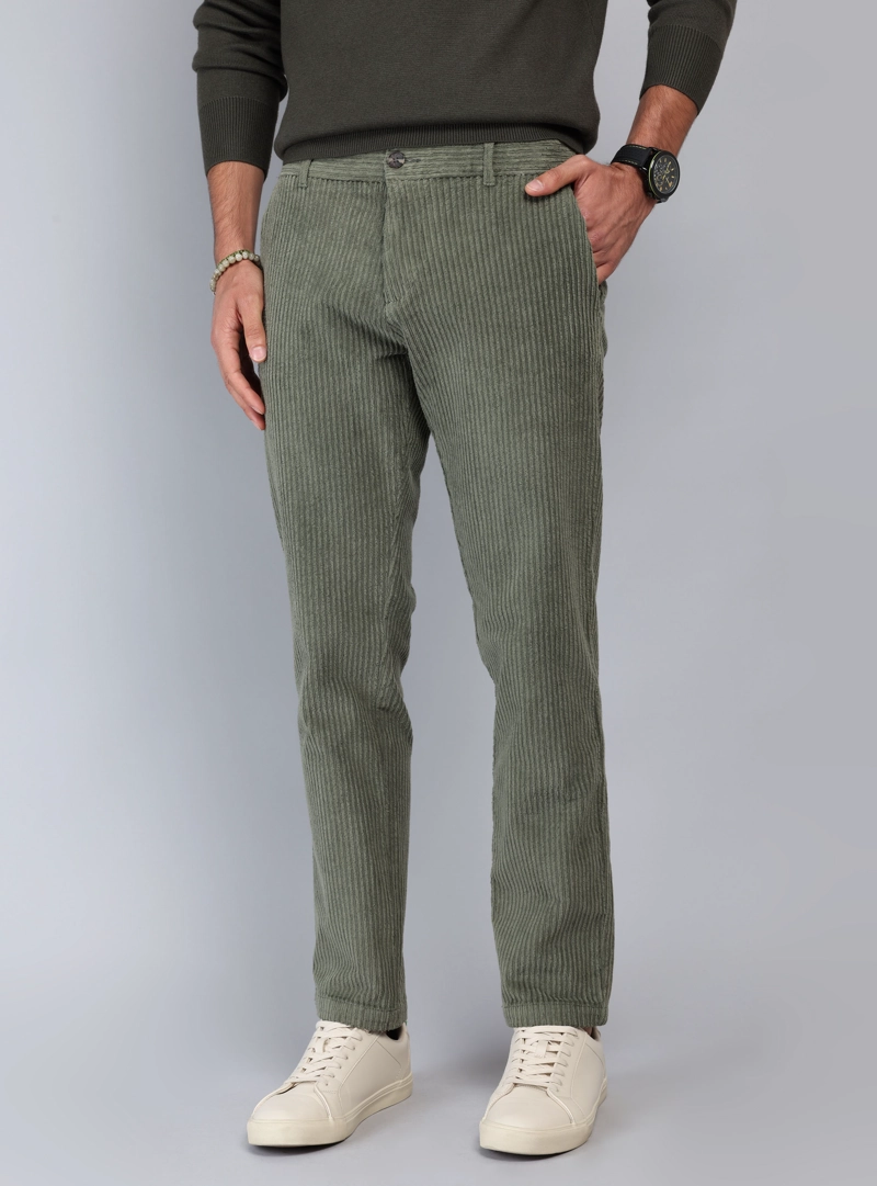 PANTALON COTELE  SPANDEX REGULAR FIT OLIVA PIERO BUTTI - 1