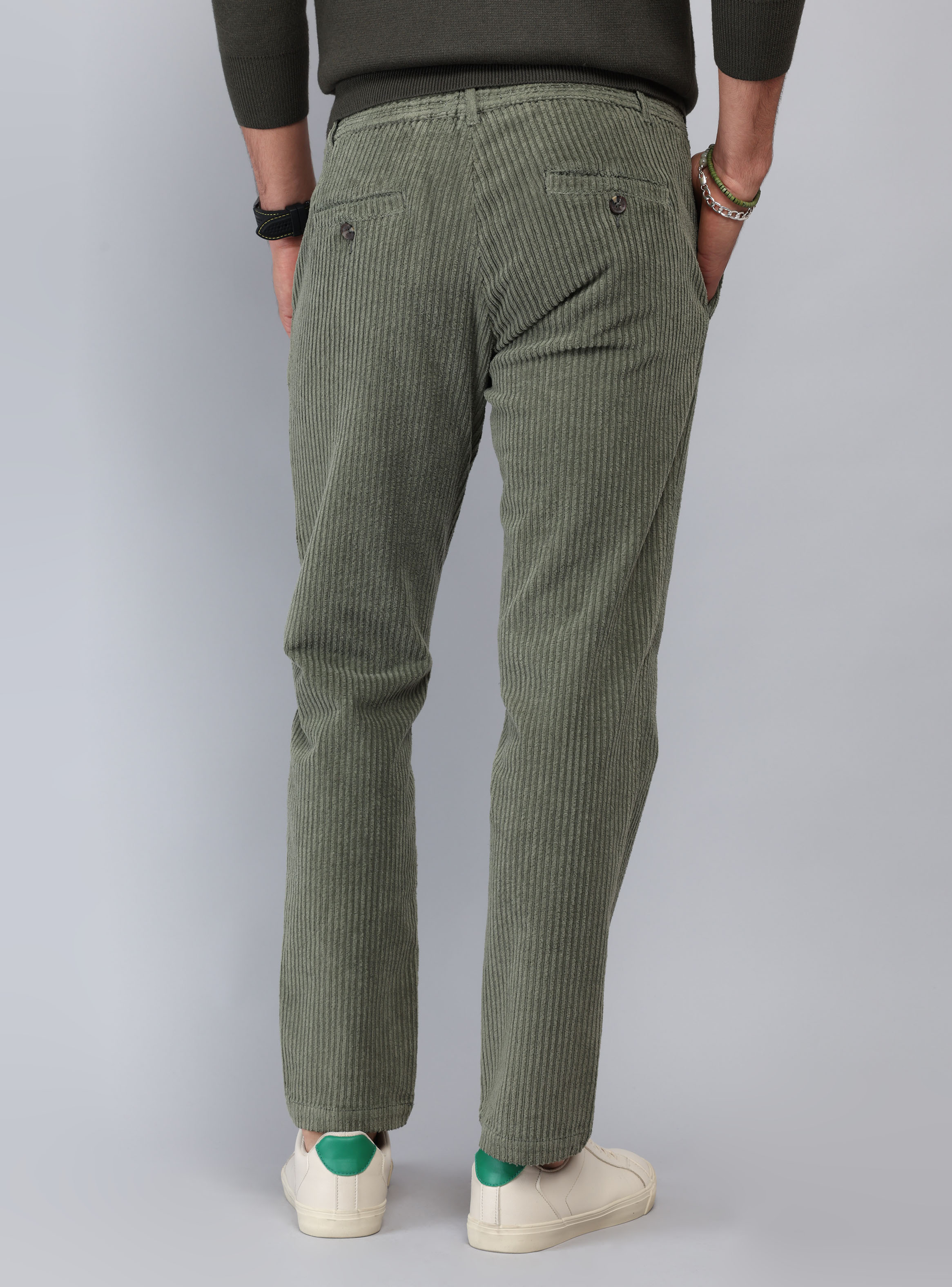 PANTALON COTELE  SPANDEX REGULAR FIT OLIVA PIERO BUTTI - 2