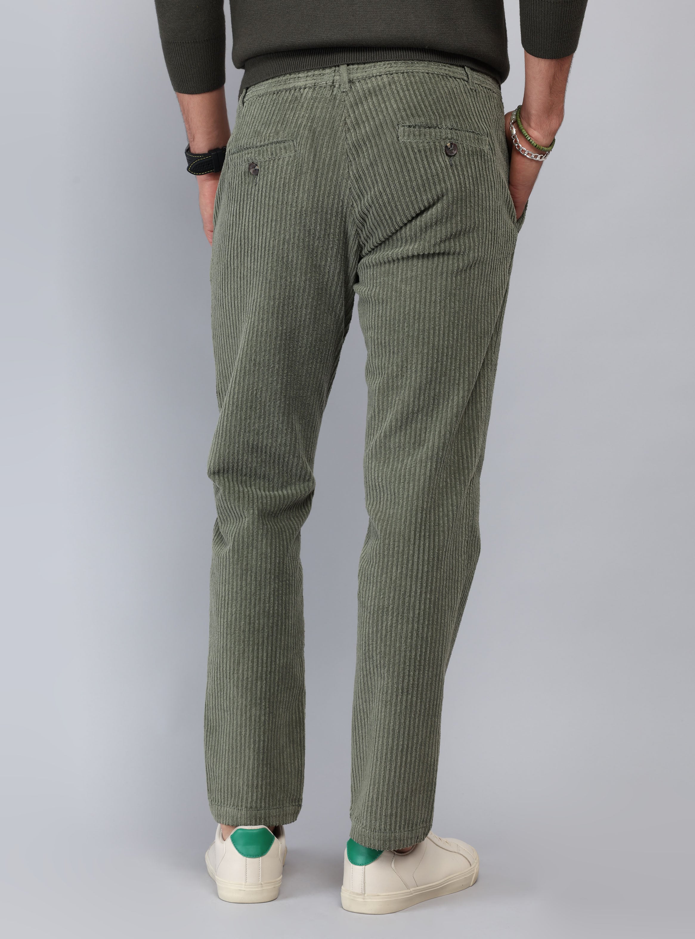 PANTALON COTELE  SPANDEX REGULAR FIT OLIVA PIERO BUTTI - 2