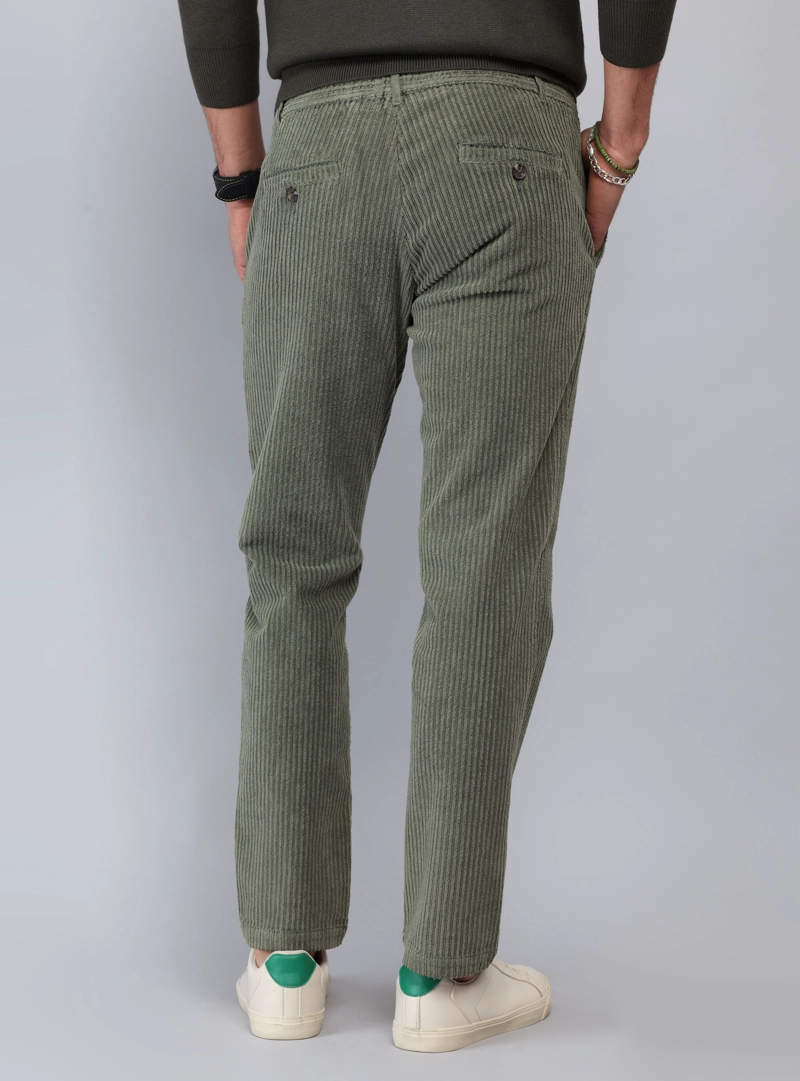 PANTALON COTELE SPANDEX REGULAR FIT OLIVA PIERO BUTTI - 2