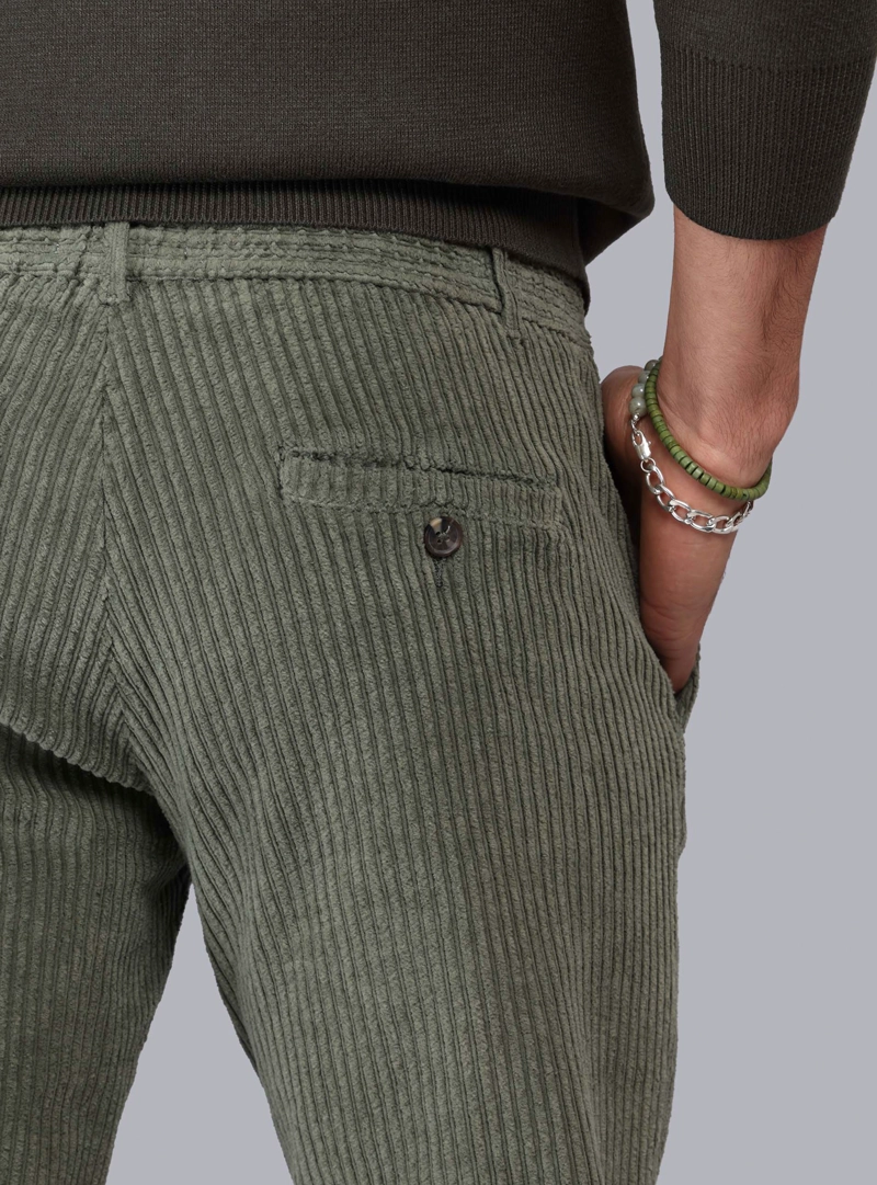 PANTALON COTELE  SPANDEX REGULAR FIT OLIVA PIERO BUTTI - 5
