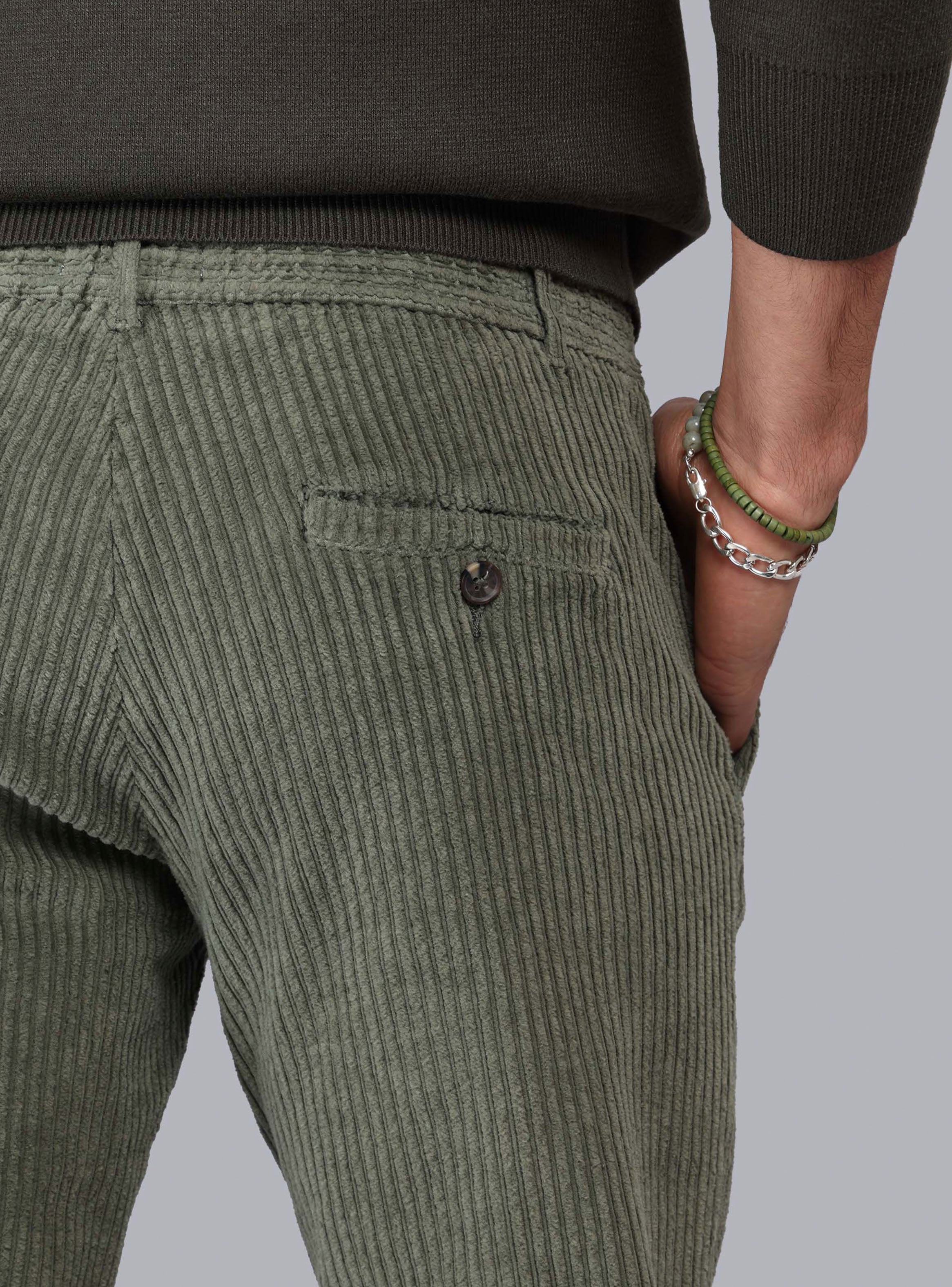 PANTALON COTELE  SPANDEX REGULAR FIT OLIVA PIERO BUTTI - 5