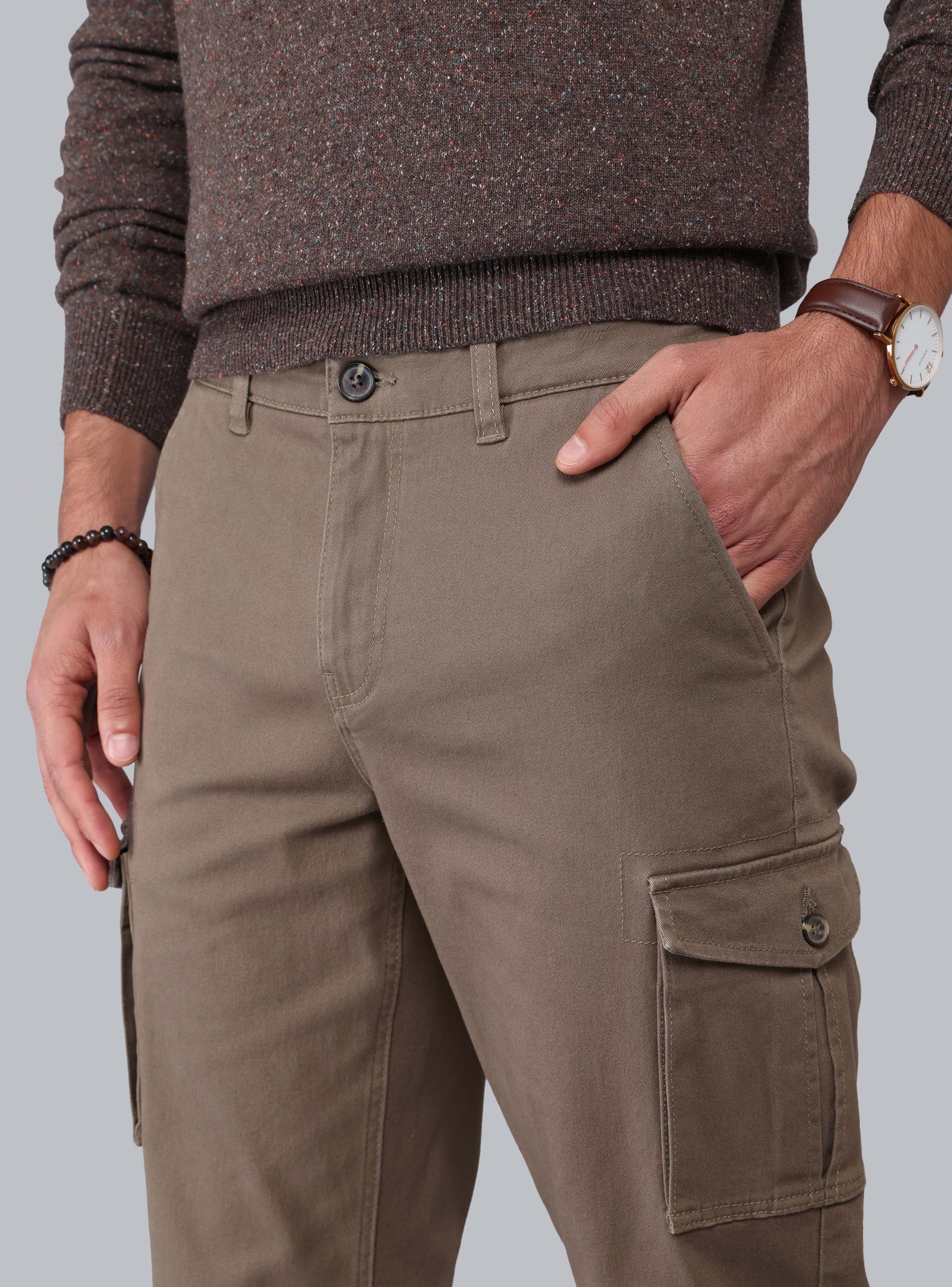 PANTALON CARGO REGULAR FIT CAFE  PIERO BUTTI - 3