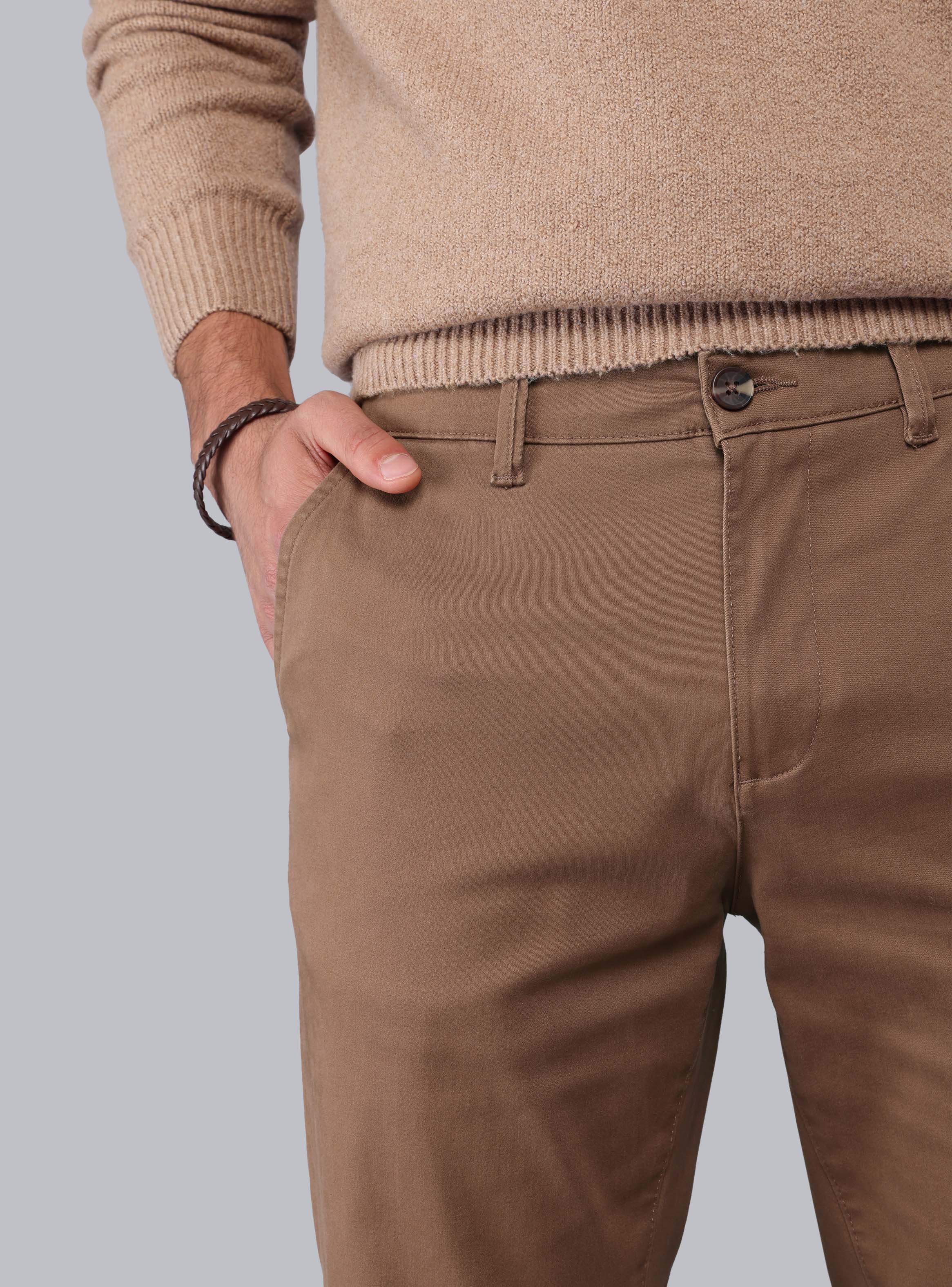 PANTALON CHINO SPANDEX REGULAR FIT CAFE  PIERO BUTTI - 3