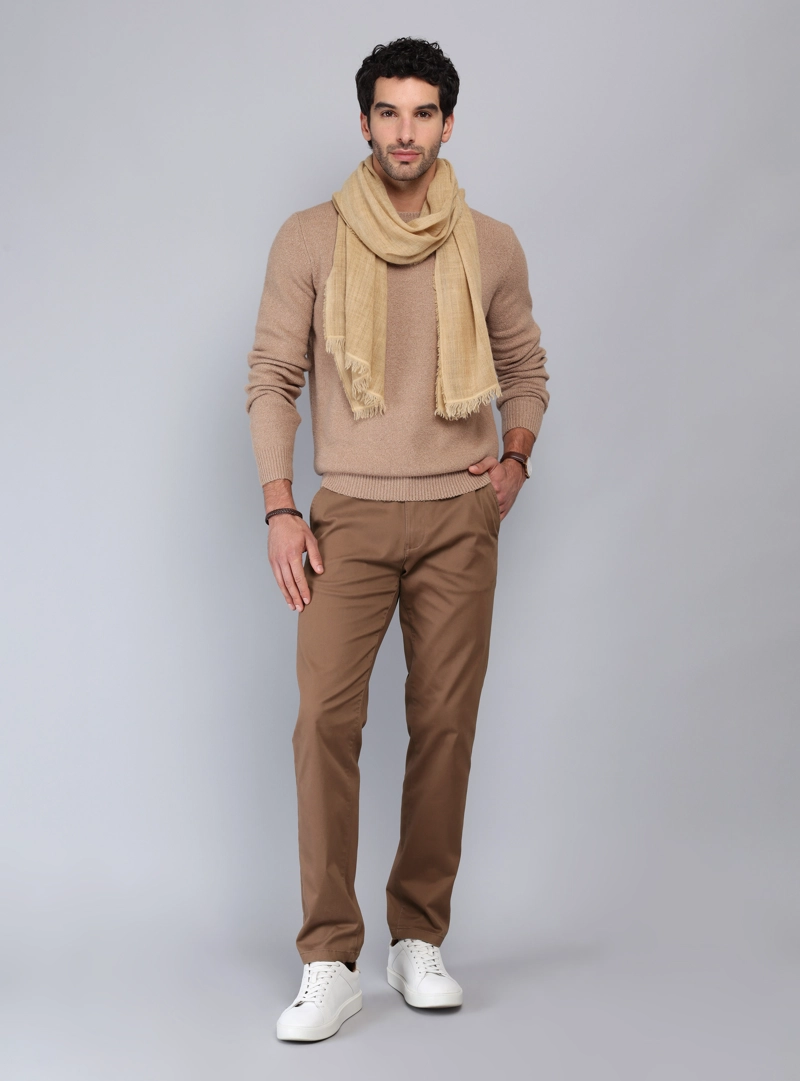 PANTALON CHINO SPANDEX REGULAR FIT CAFE  PIERO BUTTI - 4
