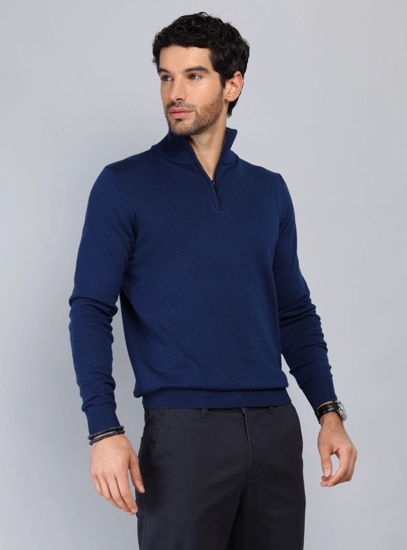 SWEATER CUELLO ALTO REGULAR FIT AZUL PIERO BUTTI - 1