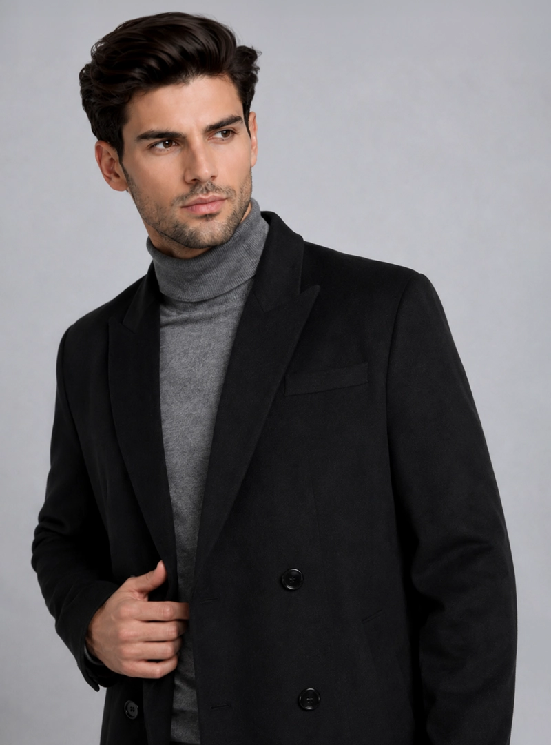 ABRIGO CRUZADO REGULAR FIT NEGRO PIERO BUTTI - 3