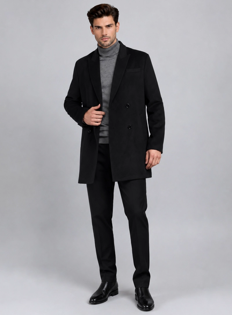 ABRIGO CRUZADO REGULAR FIT NEGRO PIERO BUTTI - 4