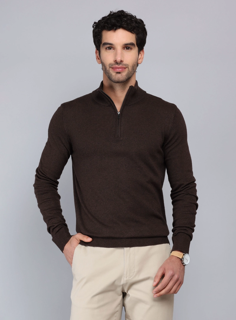SWEATER CUELLO ALTO REGULAR FIT CHOCOLATE PIERO BUTTI - 1